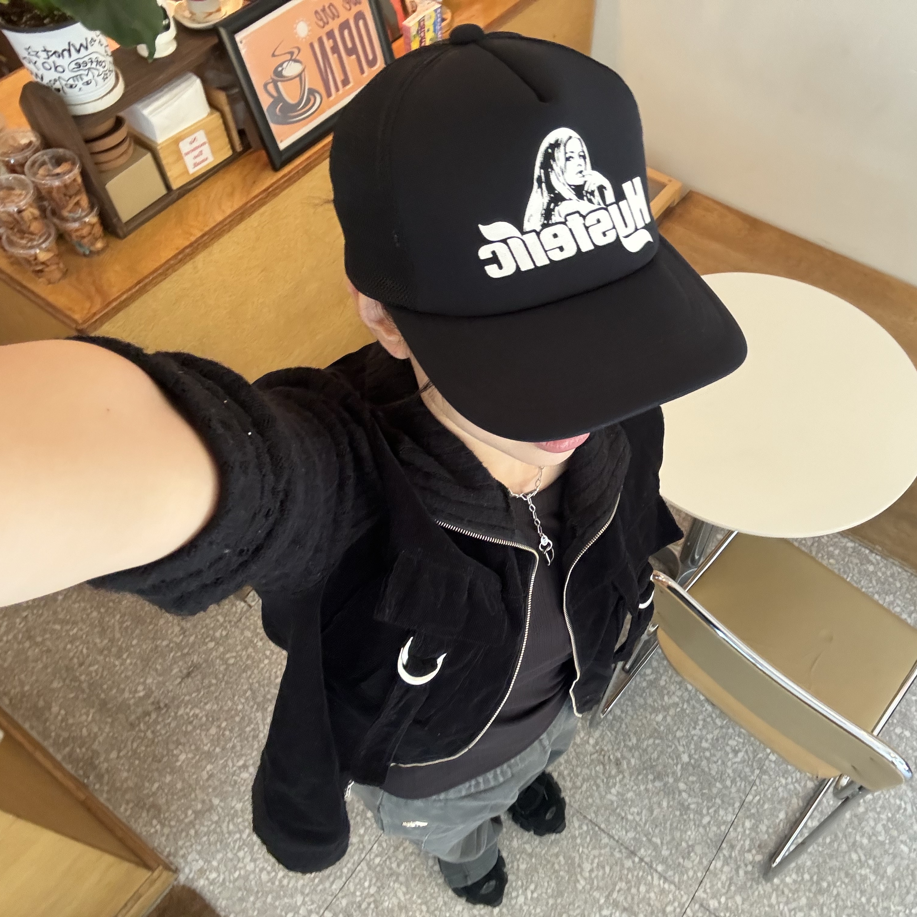 Hysteric Glamour Feel Good Mesh Cap Black 착용 스타일