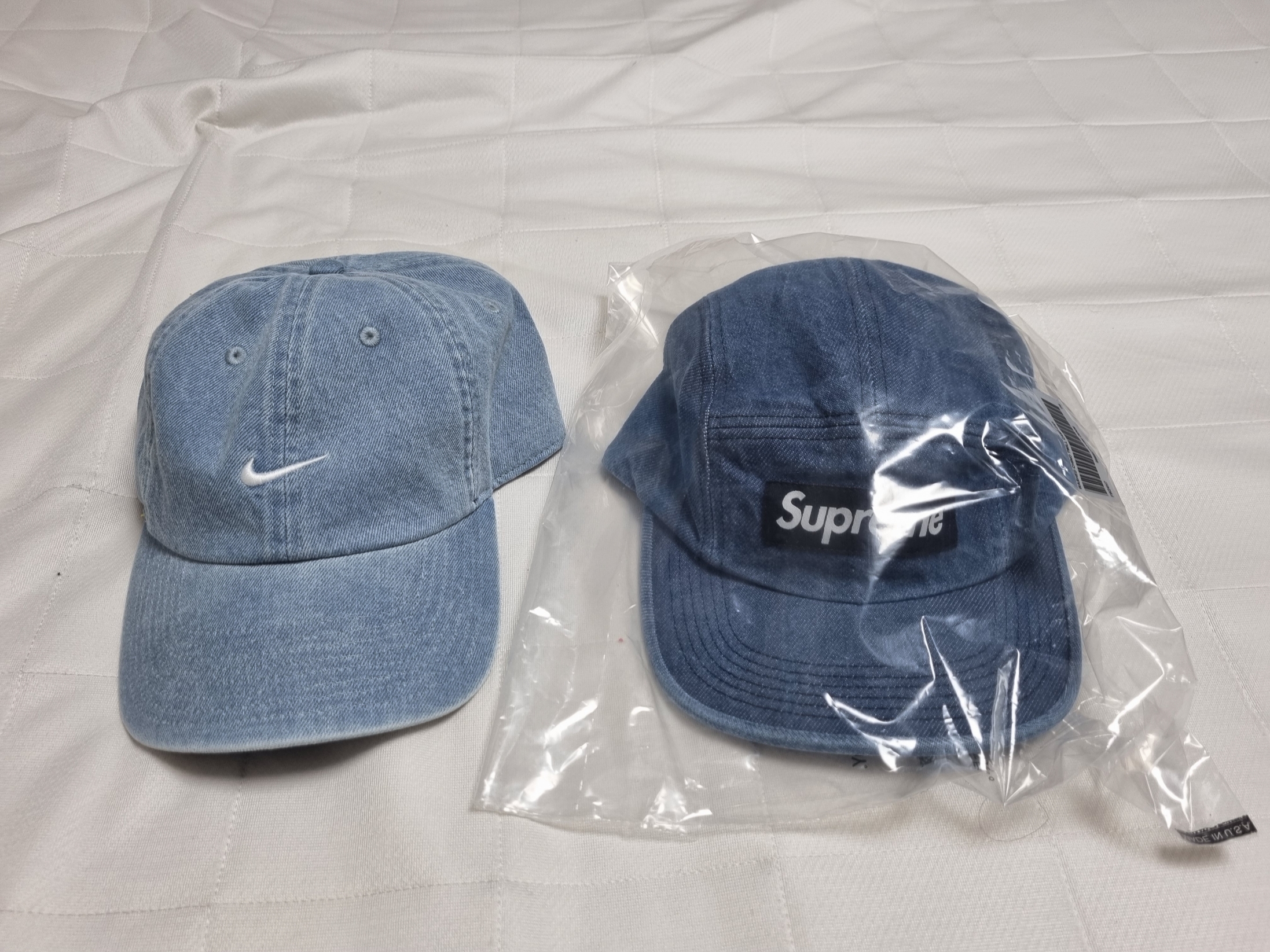 Supreme Washed Chino Twill Camp Cap Denim - 24FW 착용 스타일