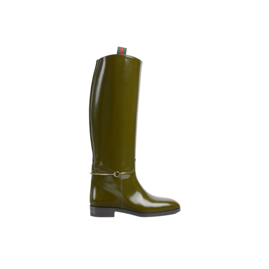 (W) Gucci Slim Horsebit Boots Dark Green