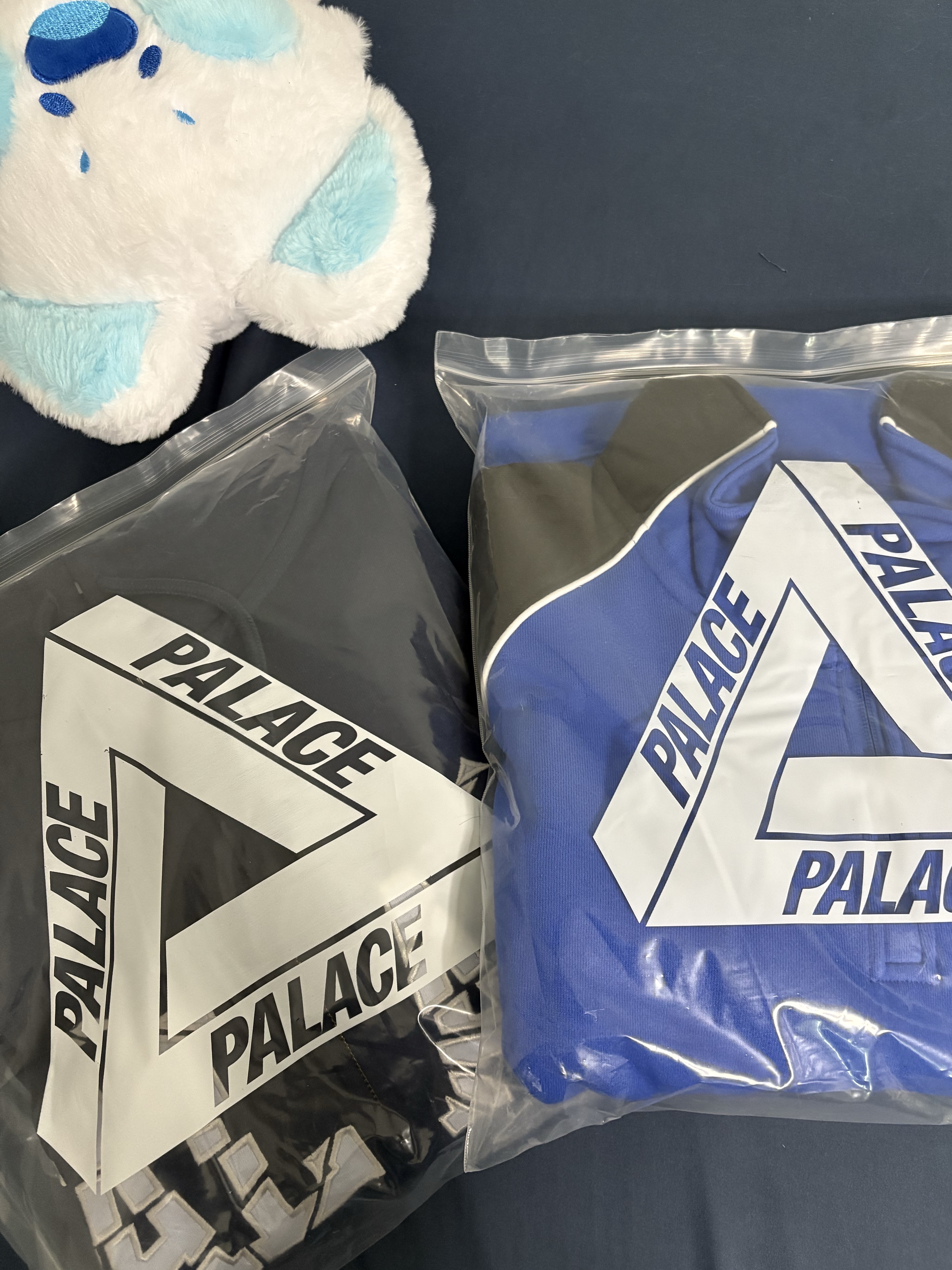 Palace Palstar 1/4 Zip Blue Berry - 24FW, Palace Shatter Zip Hood Navy - 24FW 착용 스타일