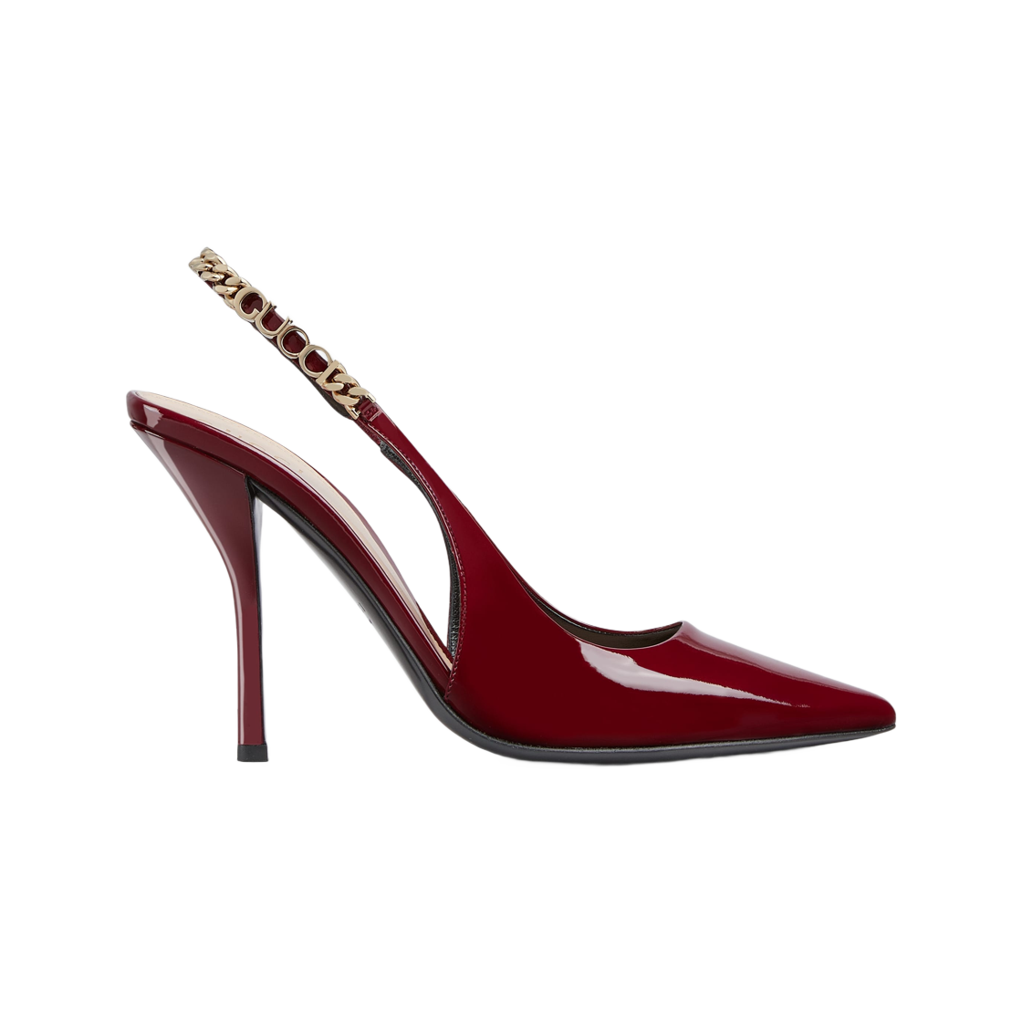 783821-BNC80-6207 (W) Gucci Signoria Slingback Pump Rosso Ancora Patent Leather