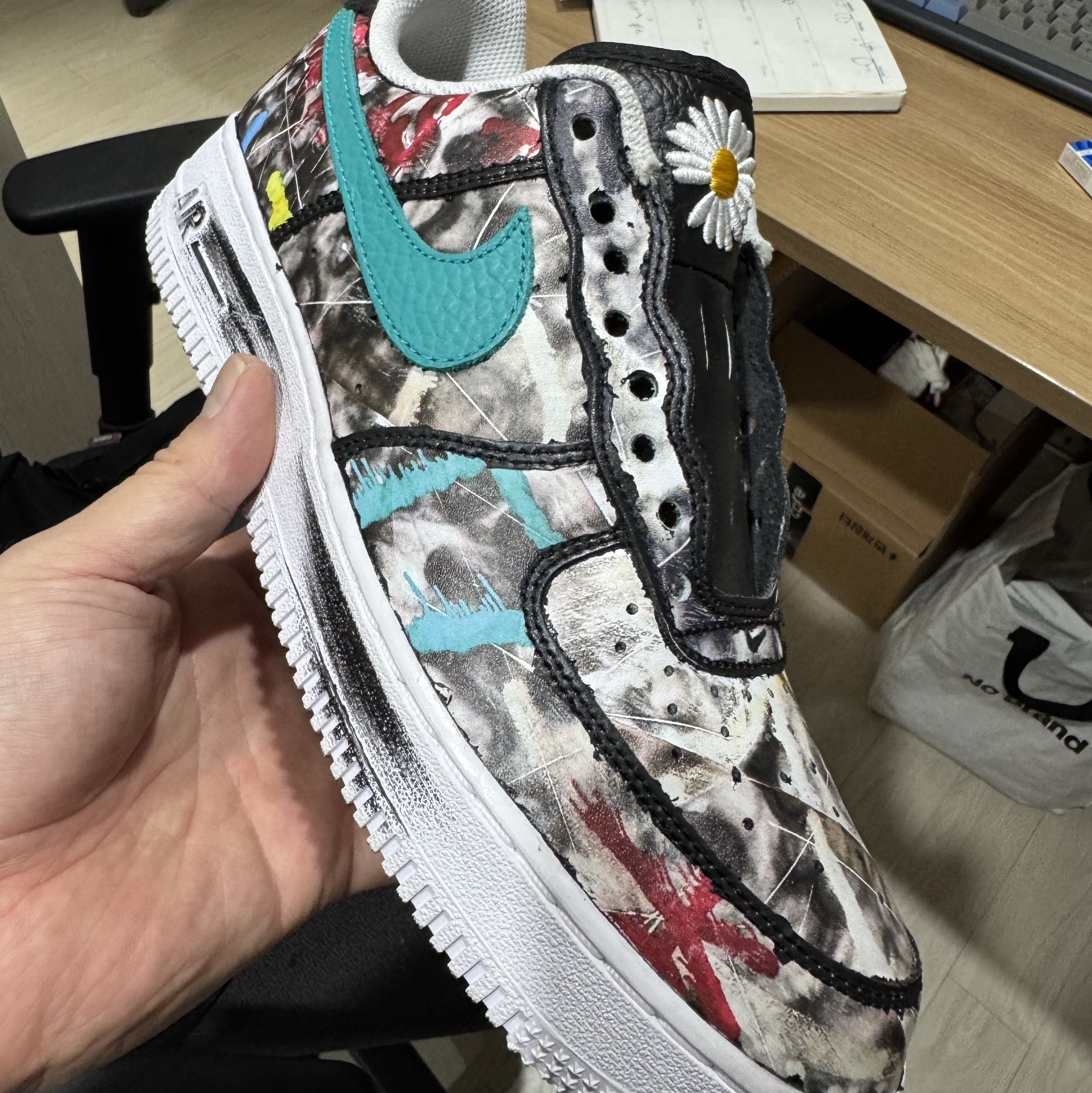 Nike x Peaceminusone Air Force 1 Low Para-Noise 3.0 Black and Multicolor 착용 스타일 - 1