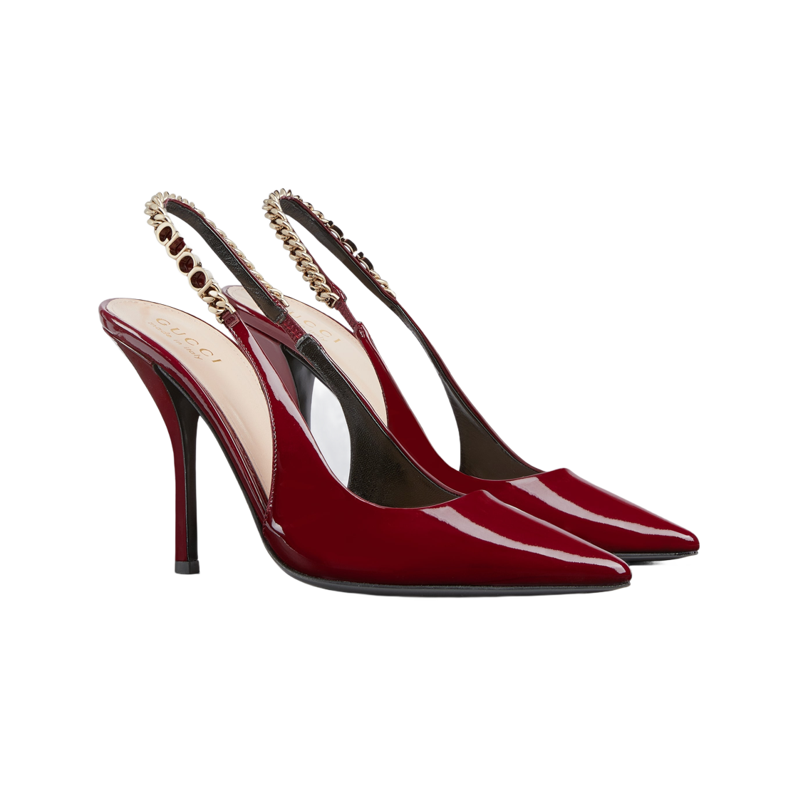 (W) 구찌 시그노리아 슬링백 펌프 로쏘 앙코라 페이턴트 레더((W) Gucci Signoria Slingback Pump Rosso Ancora Patent Leather) - 2