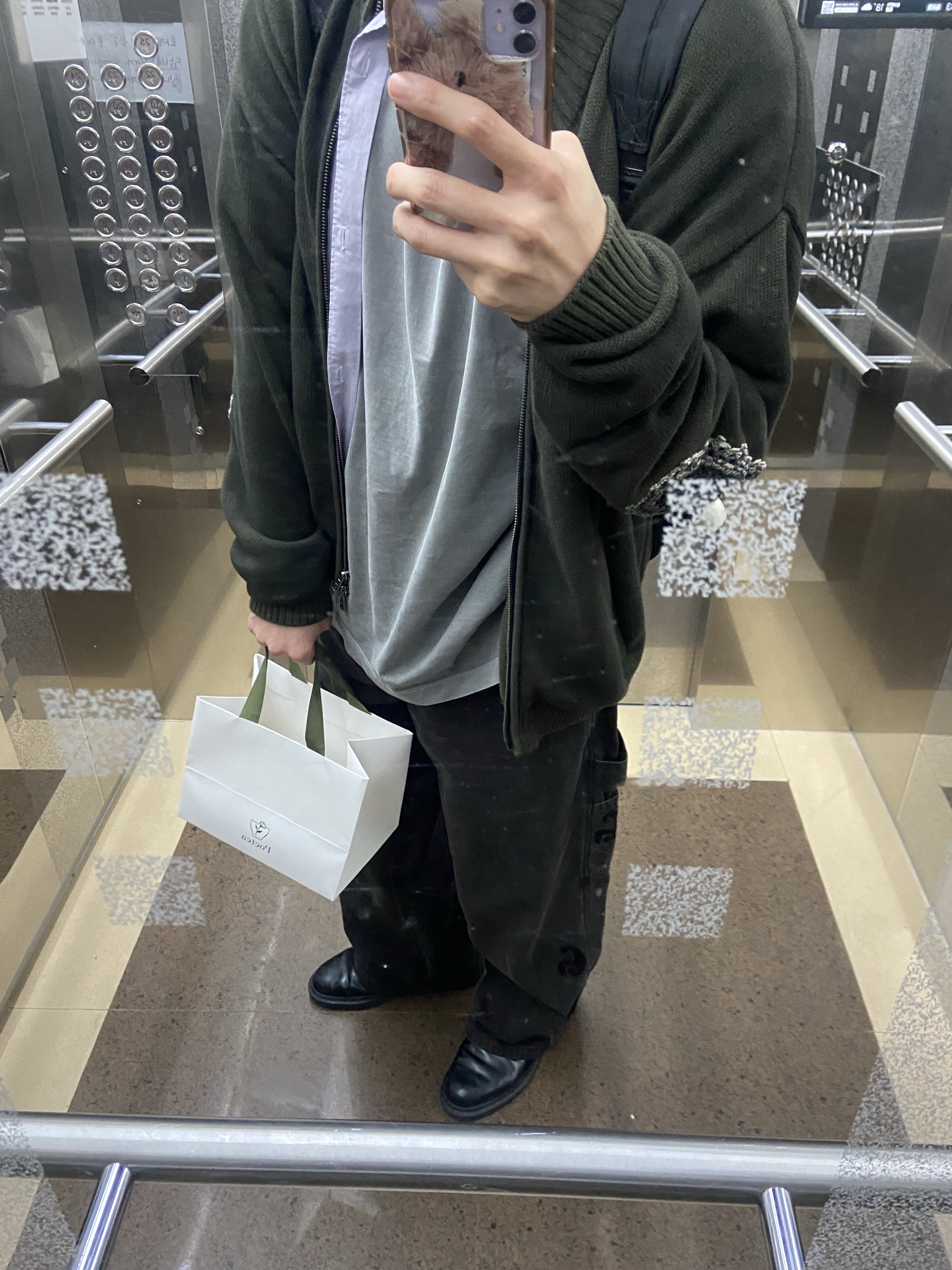 Polyteru Human Index Human Regular 1/2 T-Shirt Dyed Gray, Dr. Martens 1461 Mono Black 착용 스타일