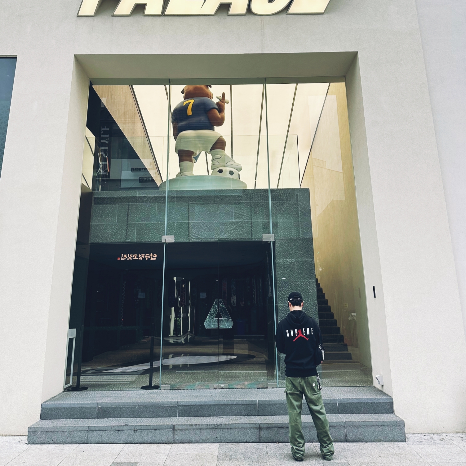 Supreme x Jordan Hooded Sweatshirt Black - 24FW, Palace P 6-Panel Black - 24FW 착용 스타일 - 1