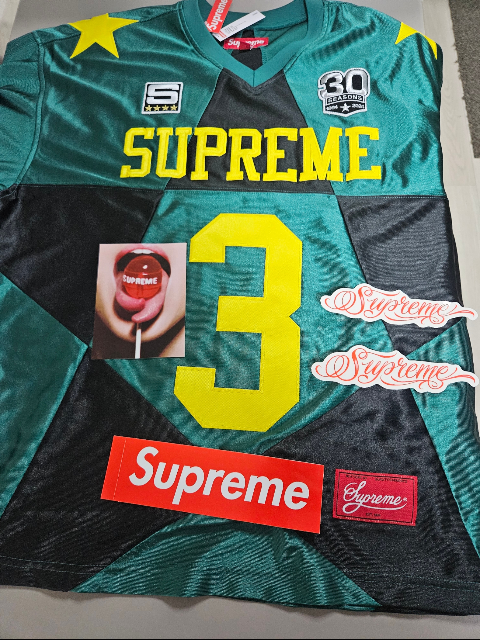 Supreme Star Football Jersey Dark Green - 24FW 착용 스타일 - 7