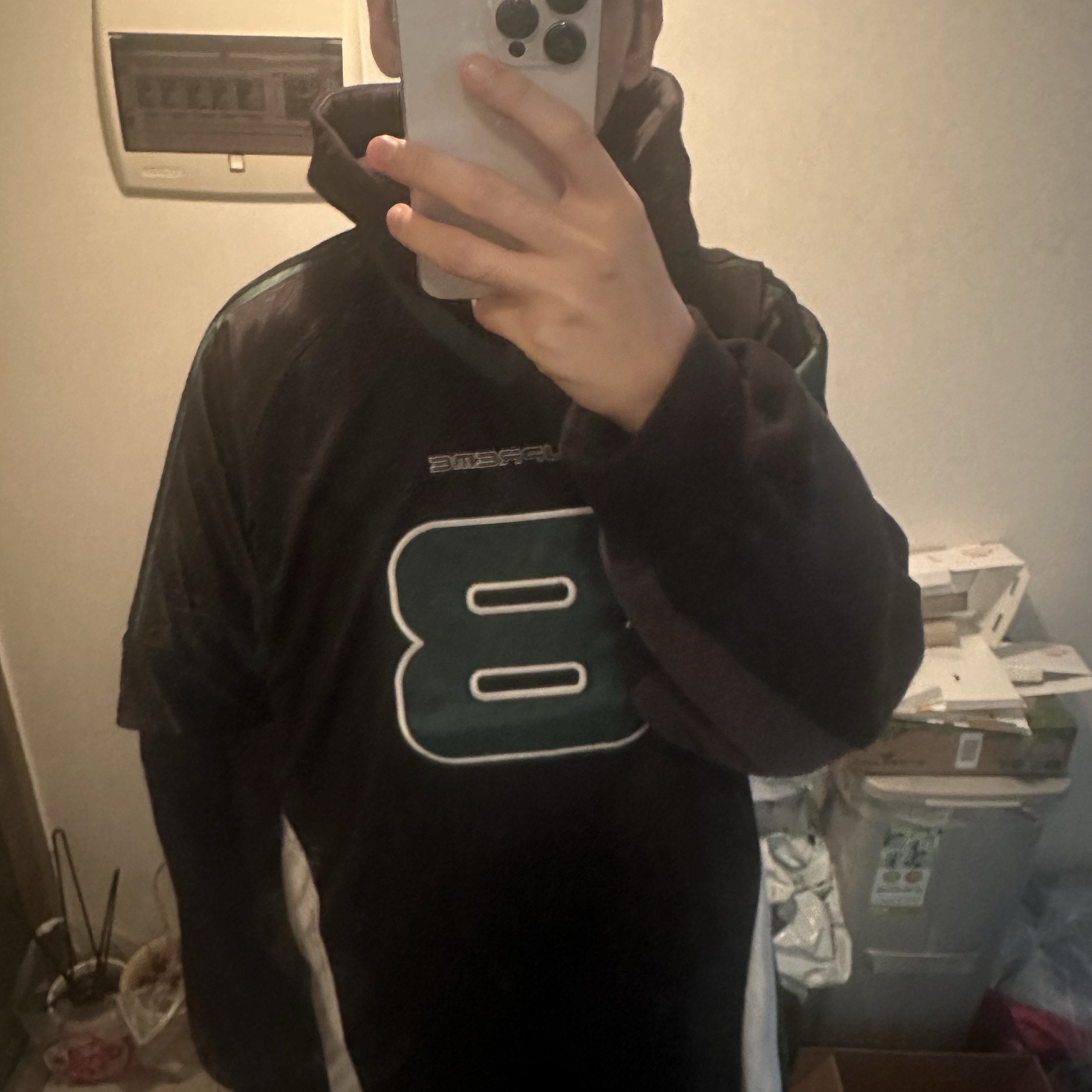 Supreme Division Hooded Sweatshirt Black - 24FW, Supreme x Martine Rose Football Jersey Black - 24FW 착용 스타일 - 1