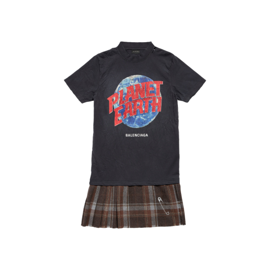 Balenciaga Planet Earth Layered T-Shirt Dress Black Brown