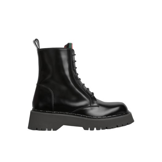 (W) Gucci Web Ankle Boots Black