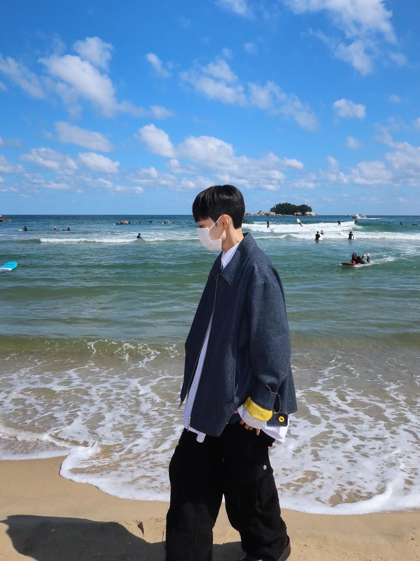 Hono Report Cut Collar Jacket Raw Denim, Hono Report Cut Collar Jacket Stump 착용 스타일