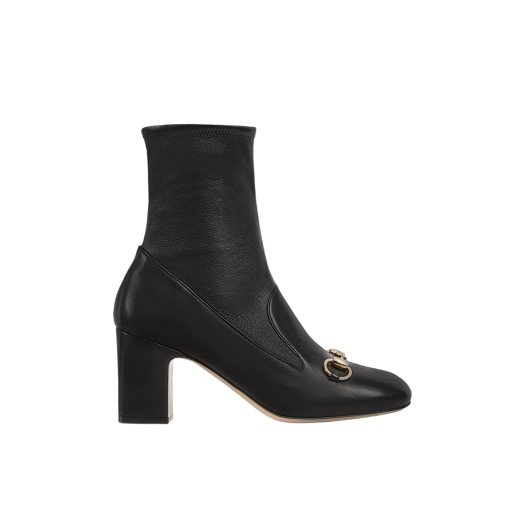 (W) Gucci Horsebit Ankle Booties Black