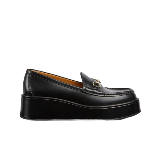 (W) Gucci Horsebit Wedge Loafer Black