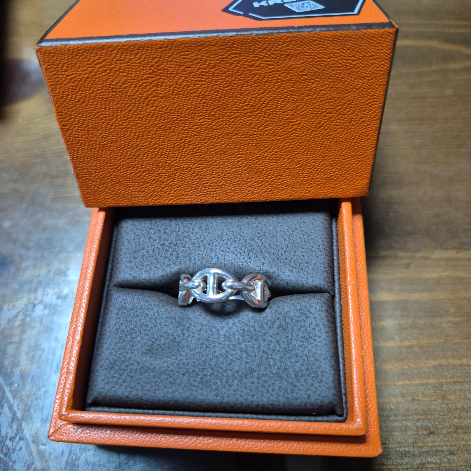 (W) Hermes Small Chaine D'Ancre Enchainee Ring Sterling Silver 착용 스타일