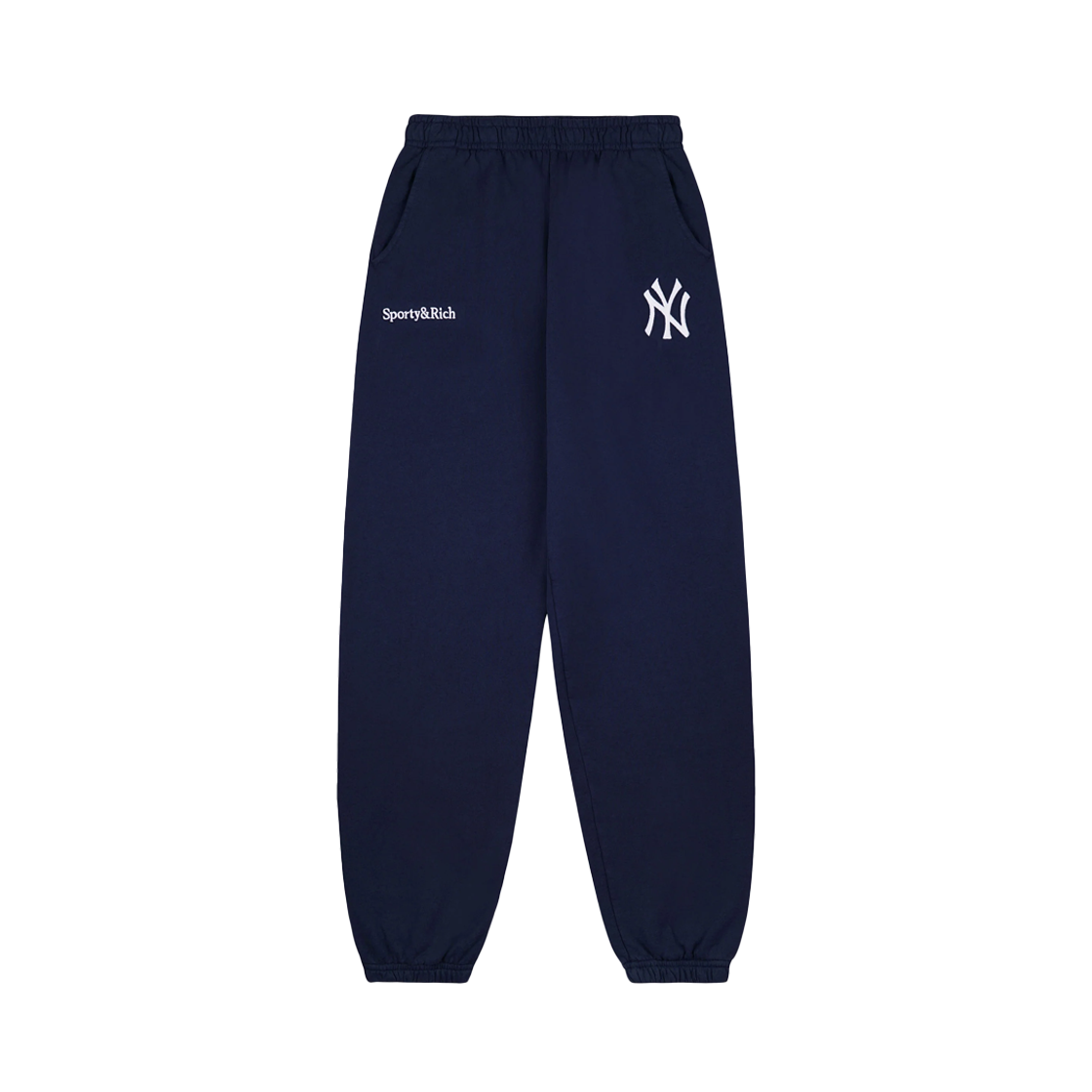 스포티 앤 리치 x 뉴욕 양키스 세리프 스웨트팬츠 네이비 화이트 - 24FW(Sporty & Rich x New York Yankees Serif Sweatpant Navy White - 24FW)