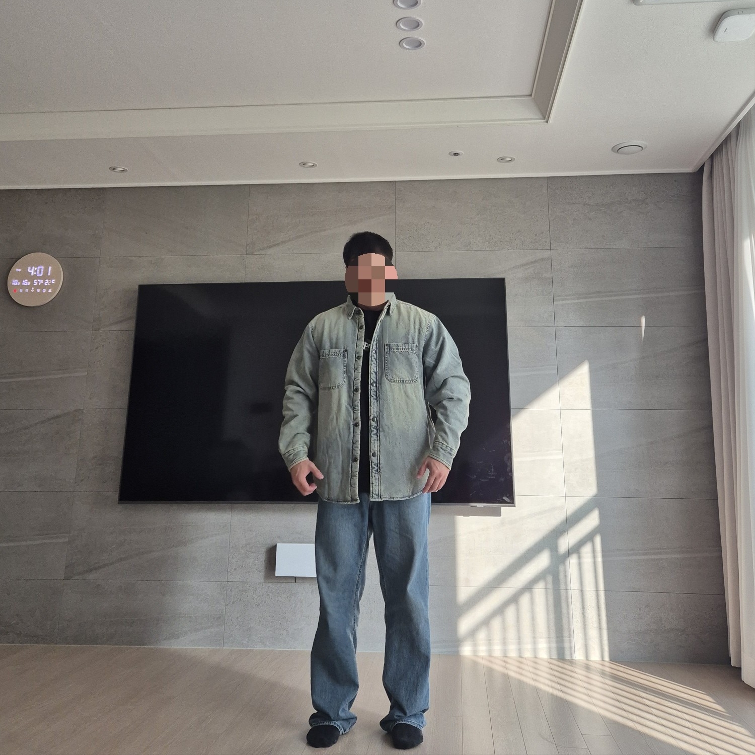 Supreme Faux Shearling Lined Work Shirt Washed Indigo Denim - 24FW 착용 스타일 - 3