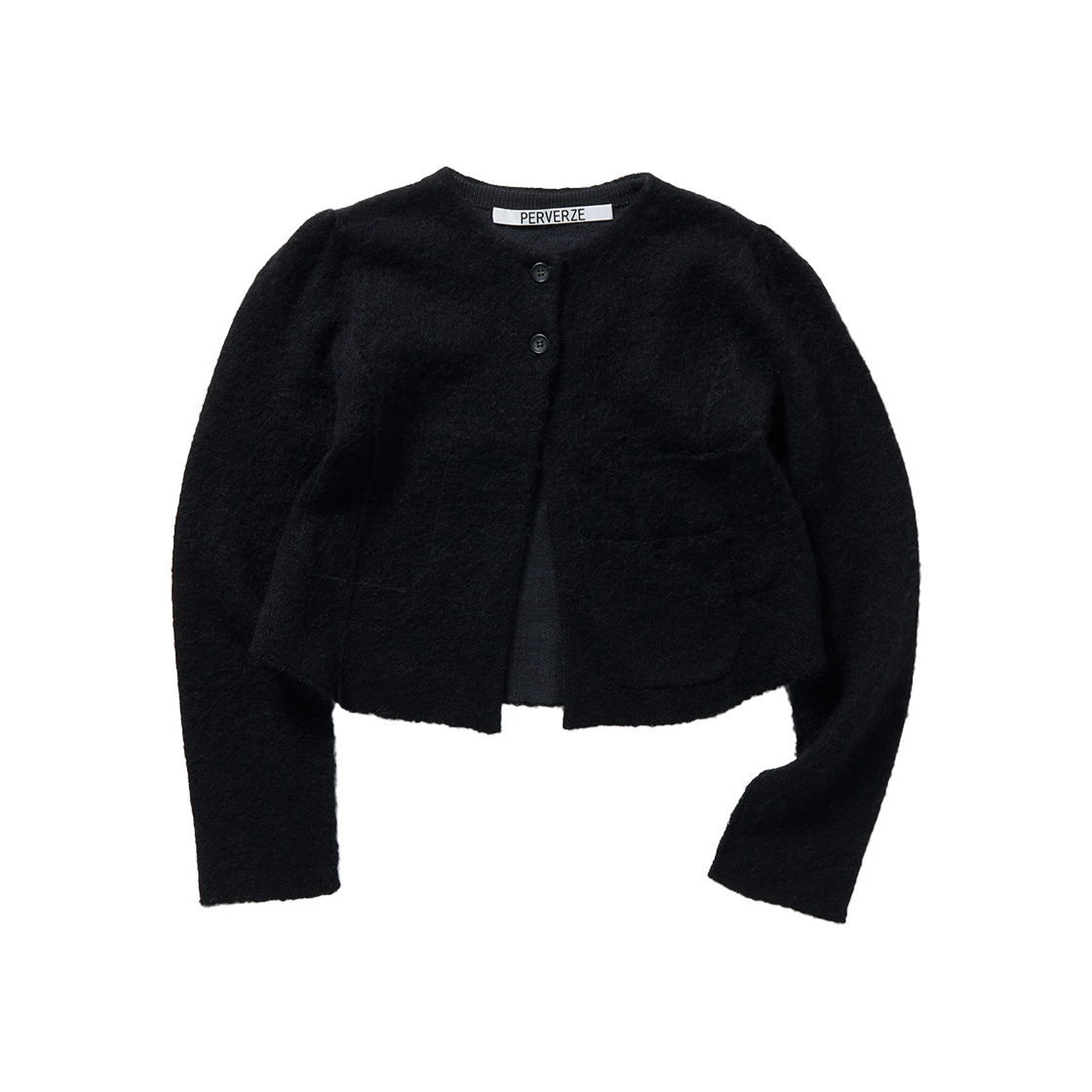 퍼버즈 우먼 리터치드 포켓 모헤어 블렌드 가디건 블랙 - 24FW(Perverze Women Retouched Pocket Mohair Blend Cardigan Black - 24FW)