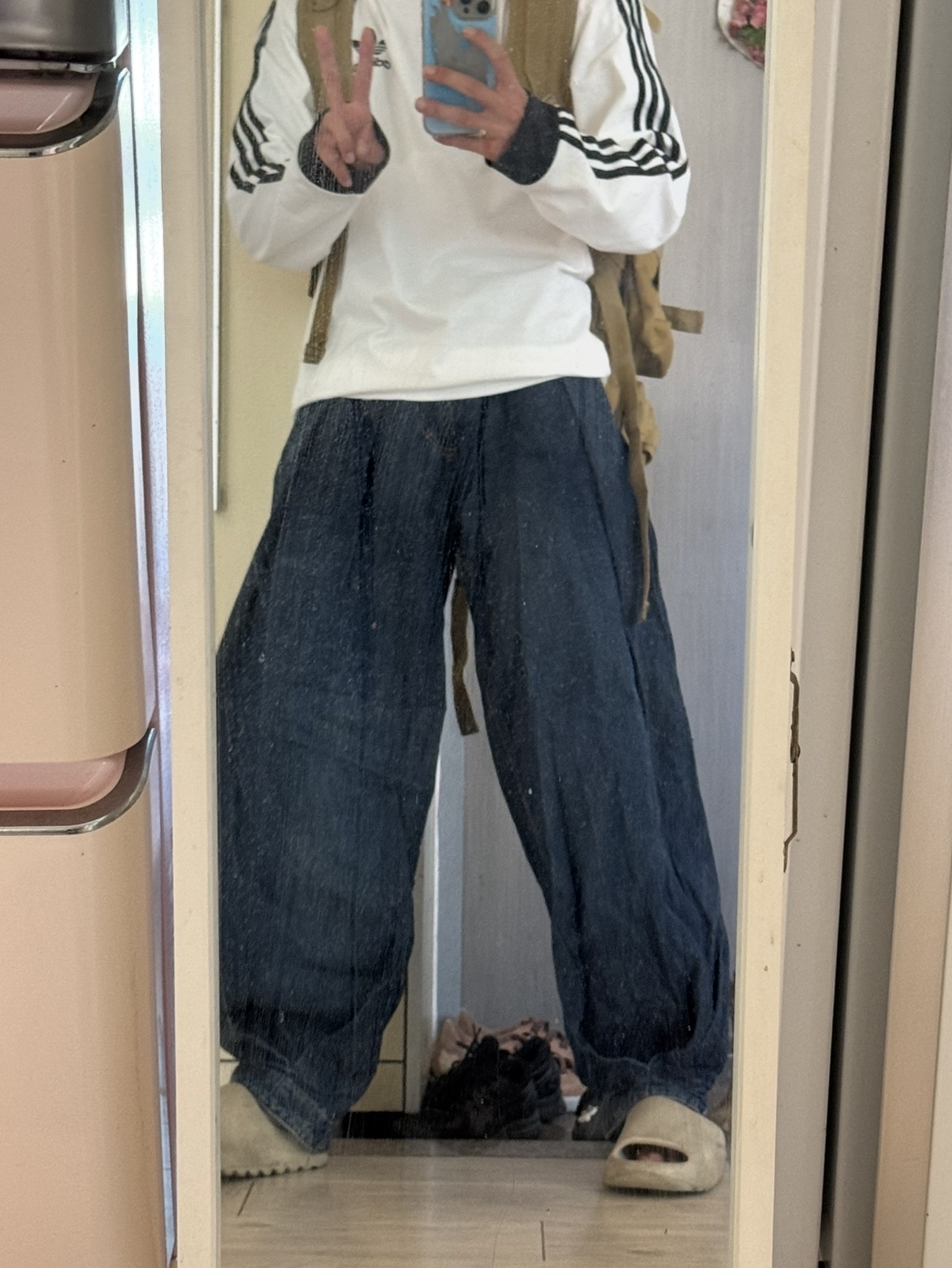 Zara x Ader Error Wide Leg Jeans Blue 착용 스타일