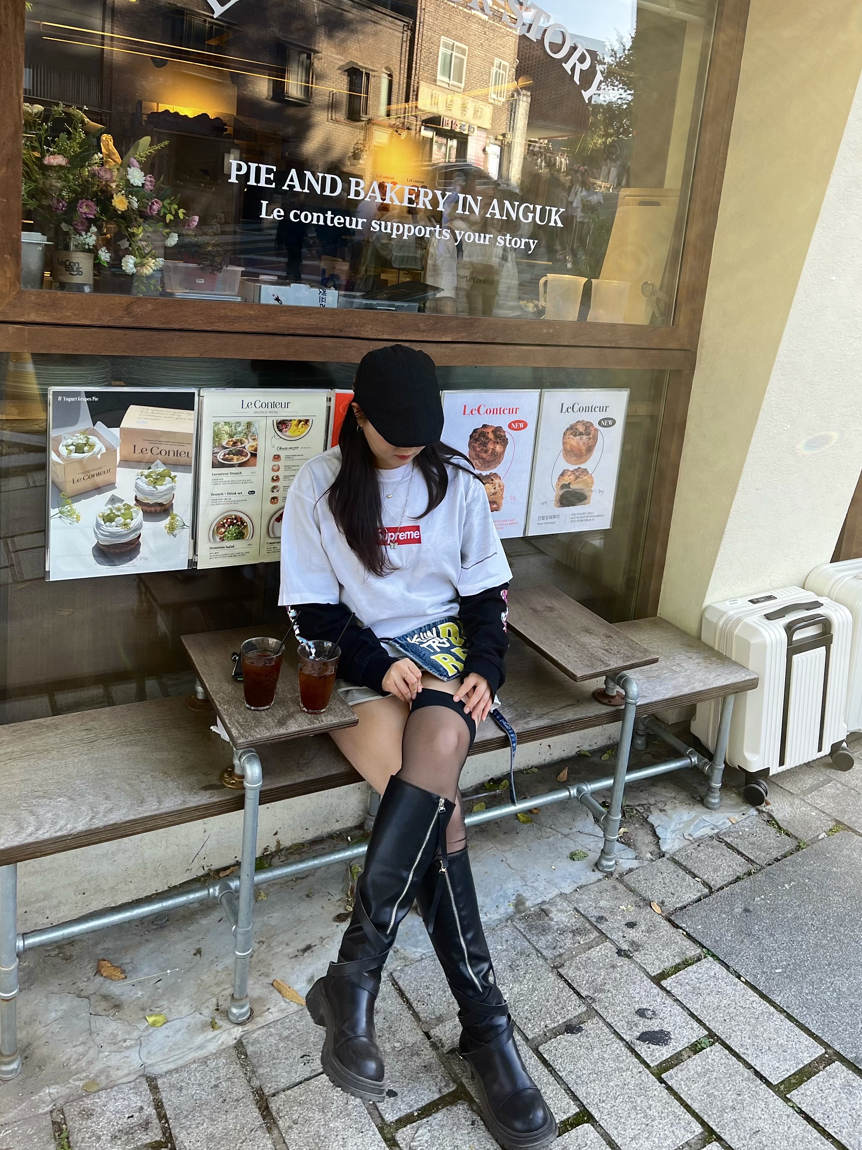 Supreme x MM6 Maison Margiela Box Logo T-Shirt White - 24SS, Kapital 13 oz. Denim Damaged Denim Repairspt Short Ad Apron Indigo (Processing) 착용 스타일 - 2