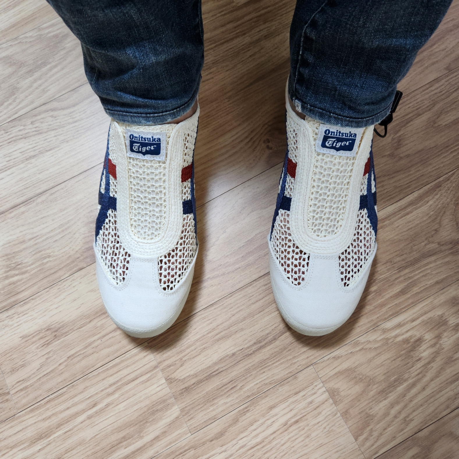 Onitsuka Tiger Mexico 66 Sabot Cream Mako Blue 착용 스타일 - 1