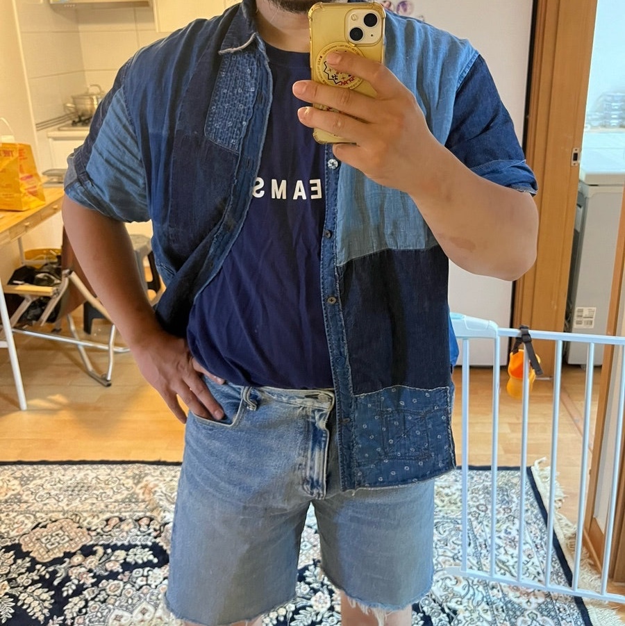Kapital IDG Patchwork Kathmandu Shirt 2022 Indigo 착용 스타일
