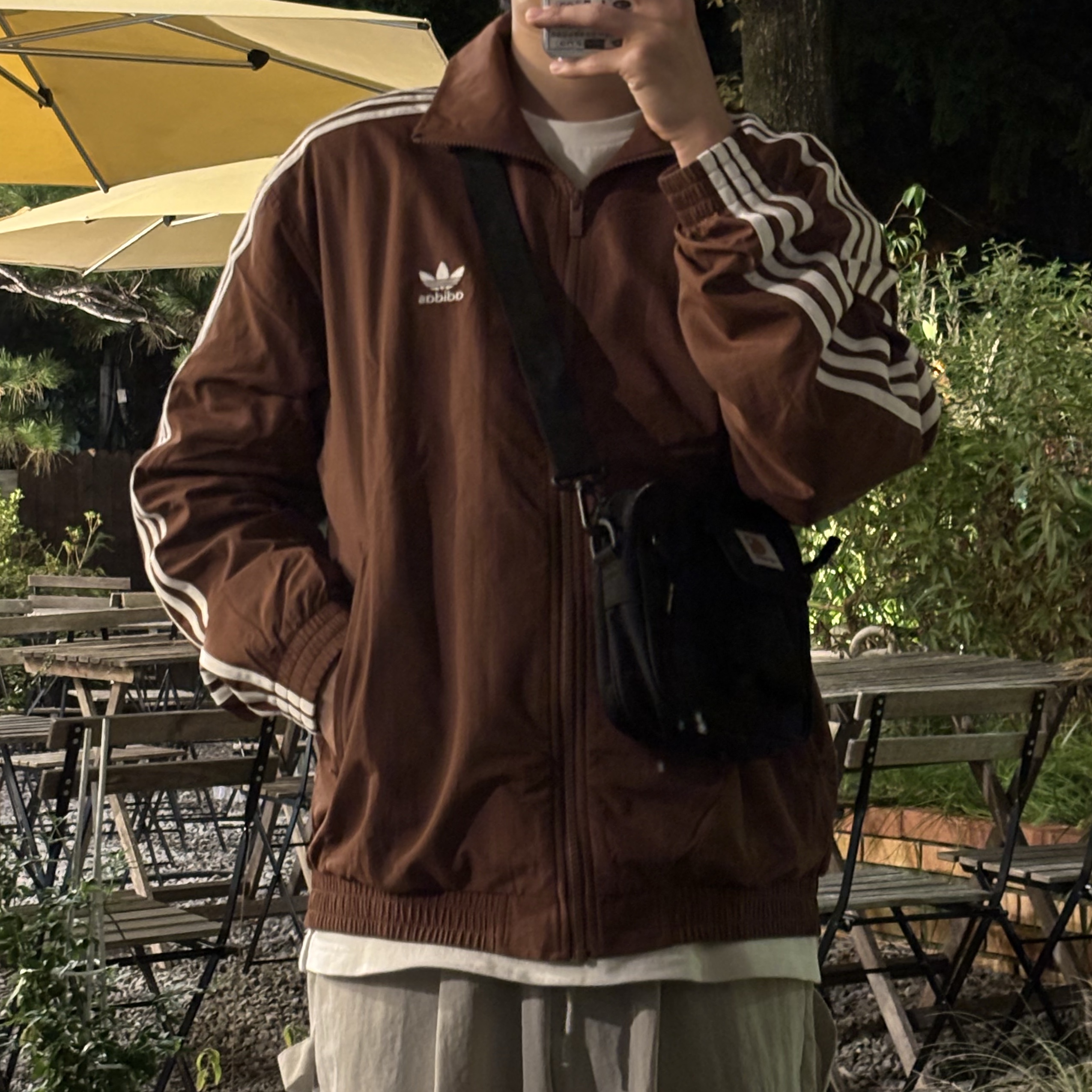 Adidas Adicolor Woven Firebird Track Top Preloved Brown - KR Sizing 착용 스타일 - 2