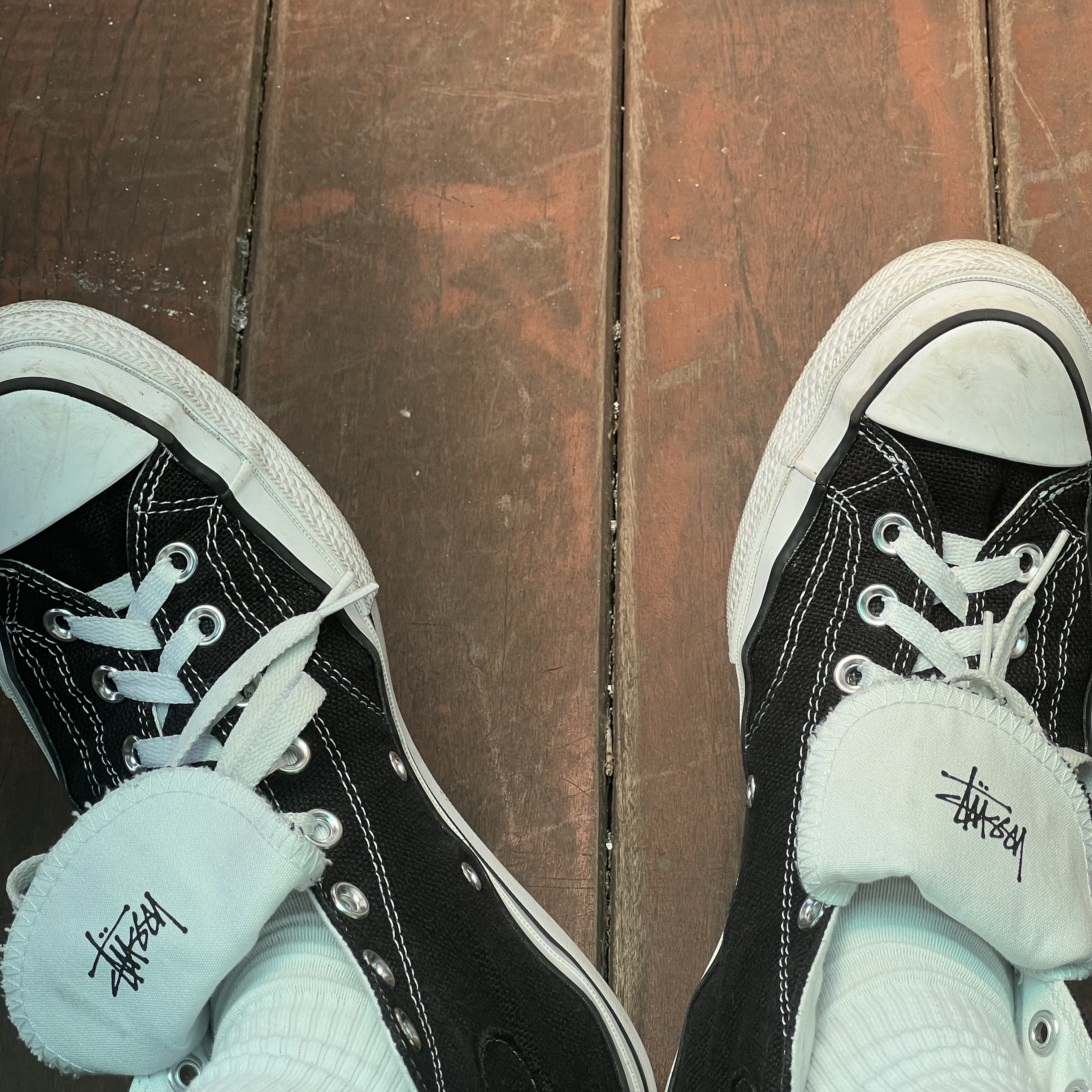 Converse x Stussy Chuck 70 High Black 착용 스타일