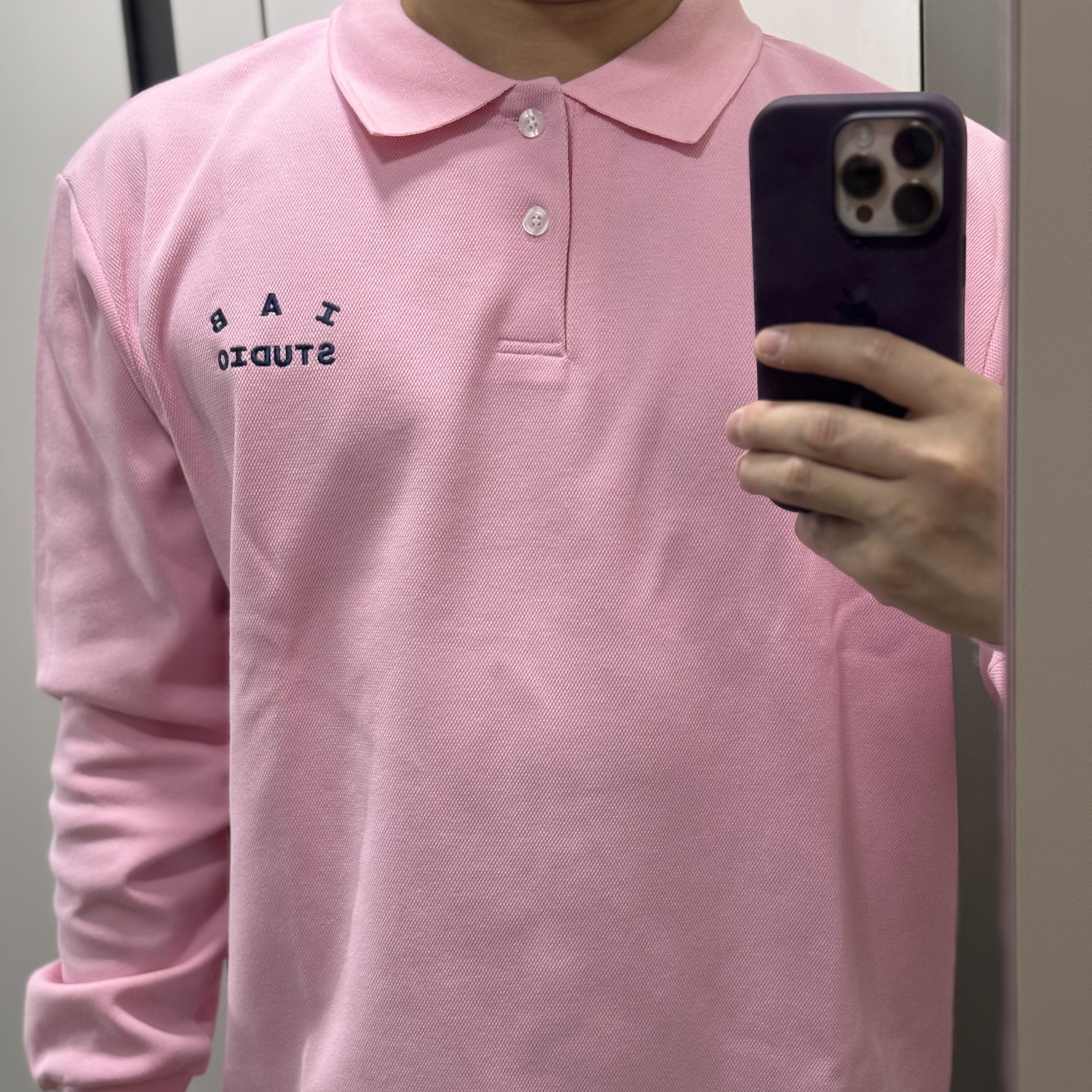 IAB Studio Pique Long Sleeve Pink 착용 스타일