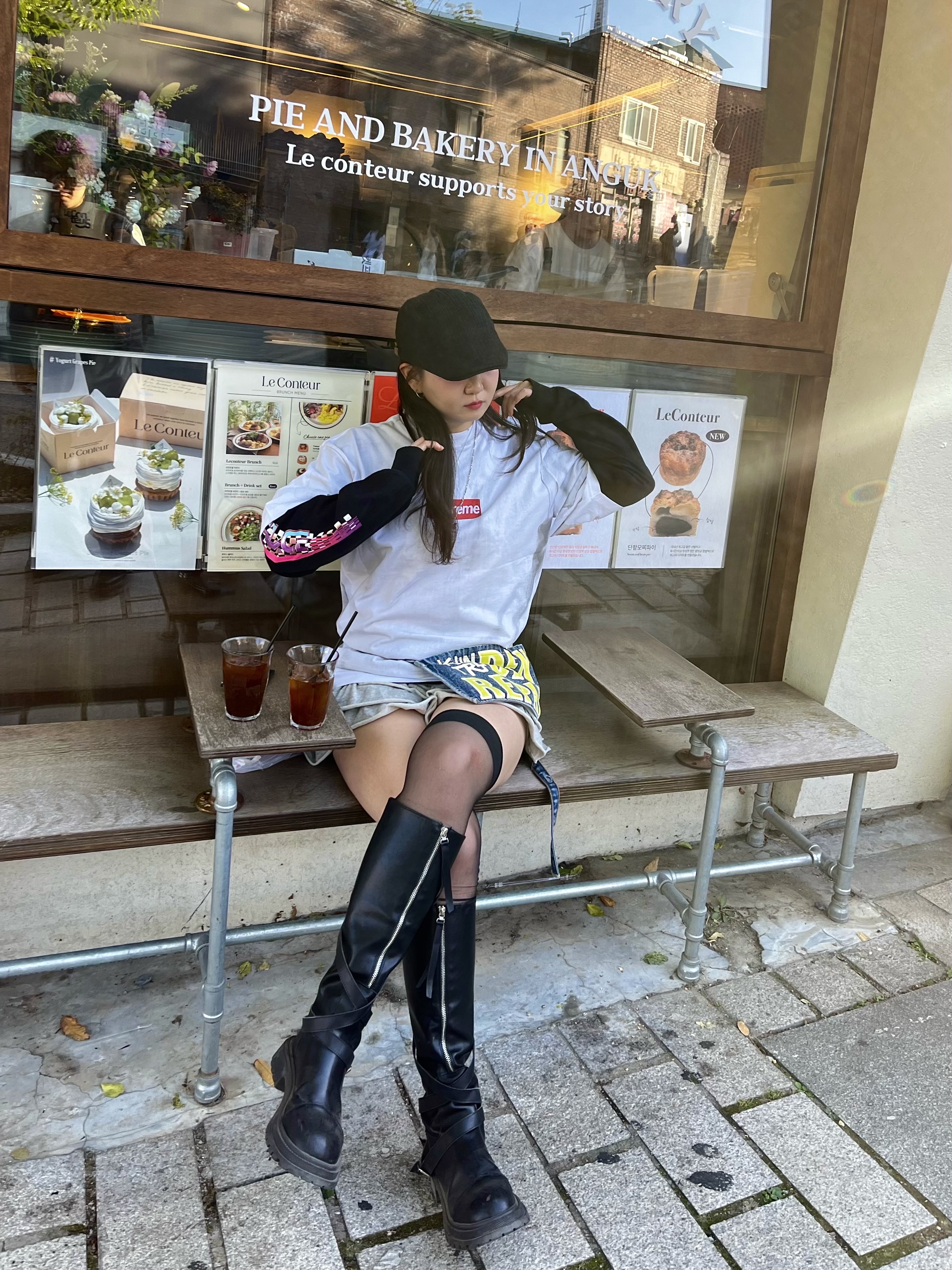 Supreme x MM6 Maison Margiela Box Logo T-Shirt White - 24SS, Kapital 13 oz. Denim Damaged Denim Repairspt Short Ad Apron Indigo (Processing) 착용 스타일 - 1