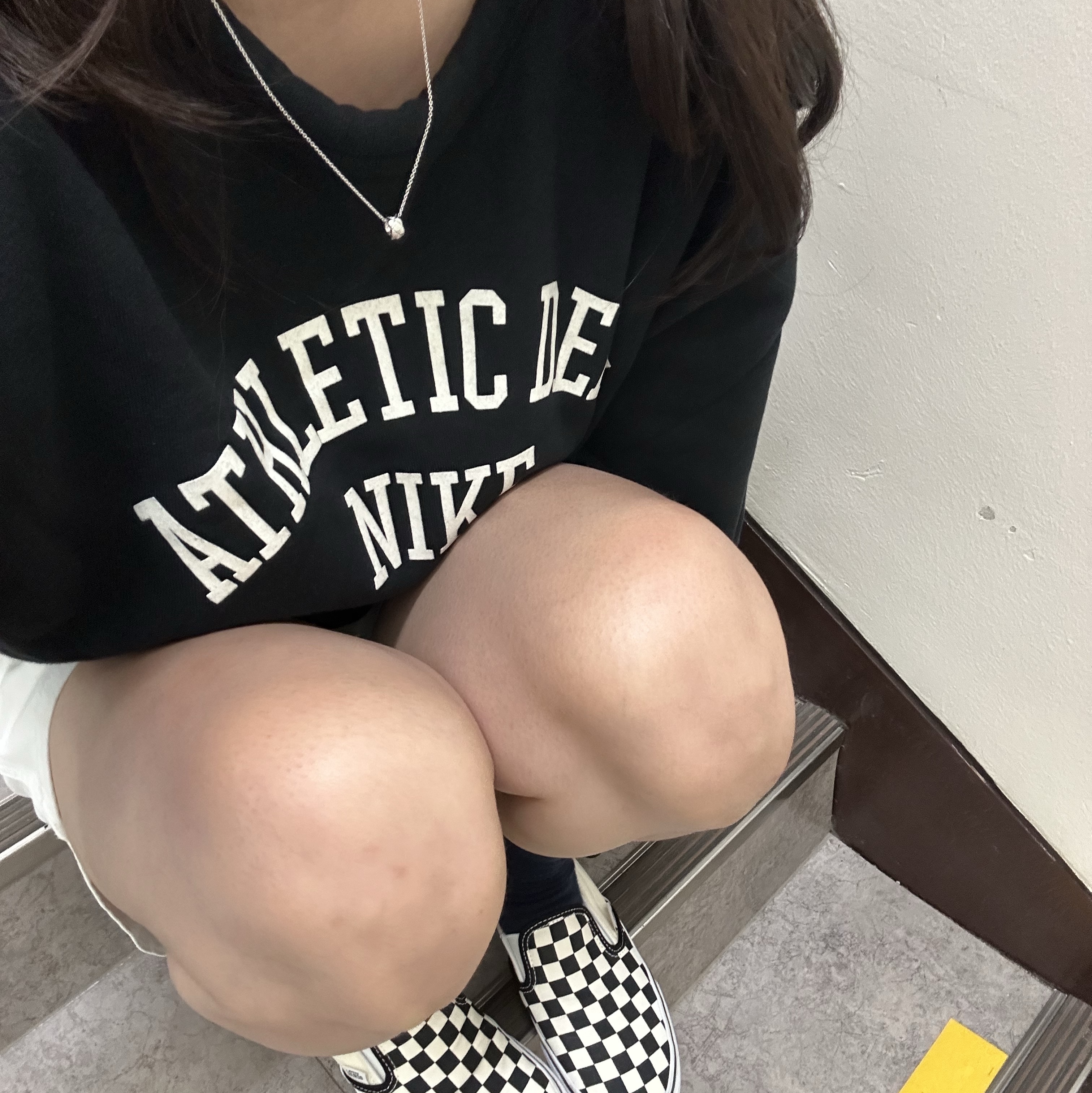 Nike NSW Trend Fleece Crew Black Sail - Asia, Vans Slip-On Checkerboard 착용 스타일