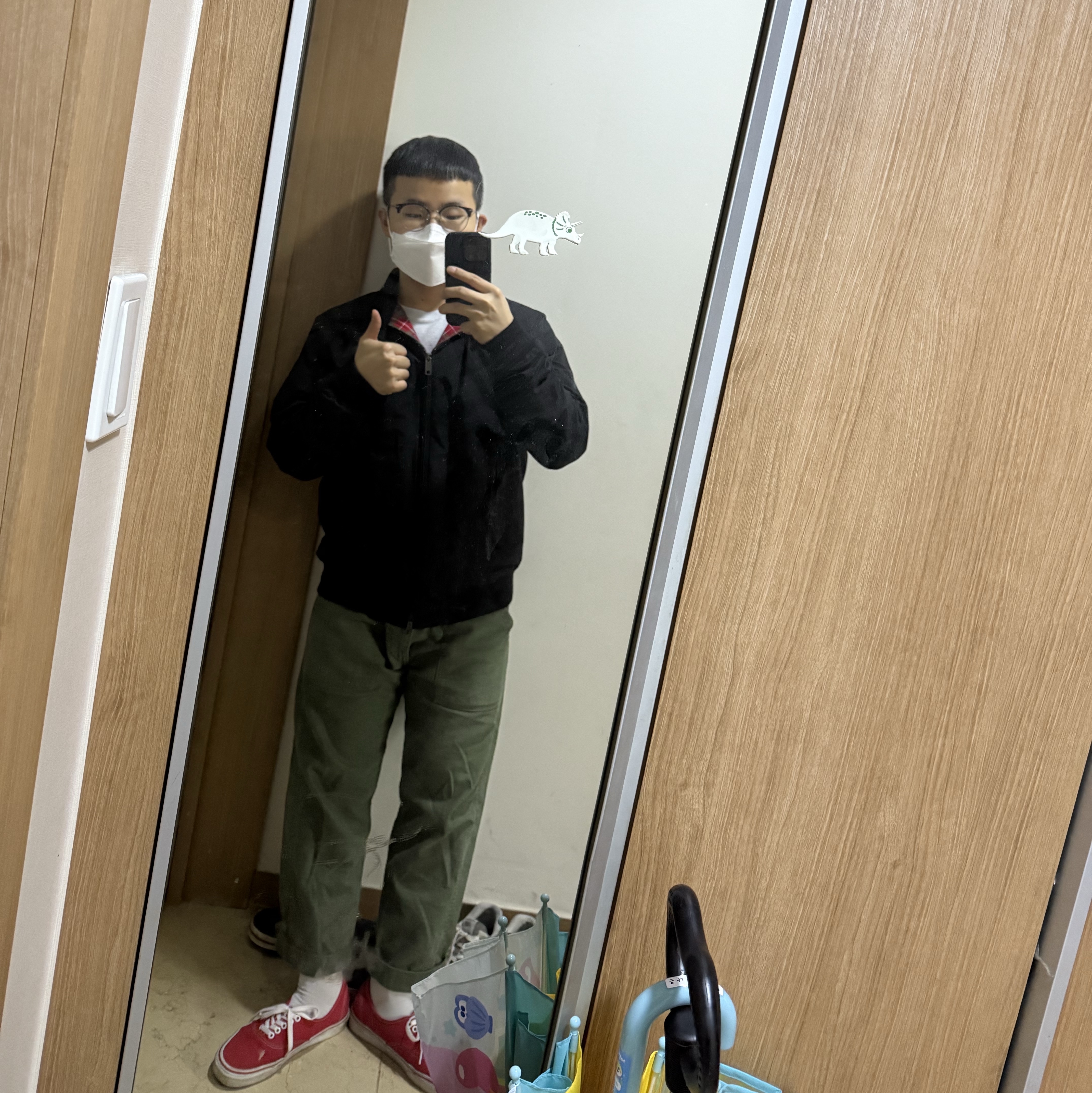 Baracuta G9 Regular fit Harrington Jacket Black, Orslow 5002 US Army Fatigue Pants Green 착용 스타일