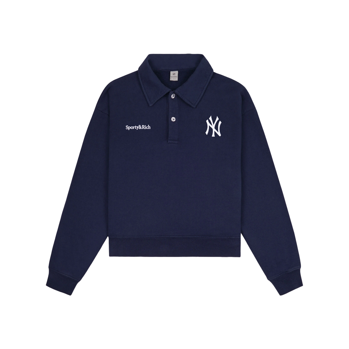 KM4DTSWSR17NY Sporty & Rich x New York Yankees Serif Polo Navy White - 24FW