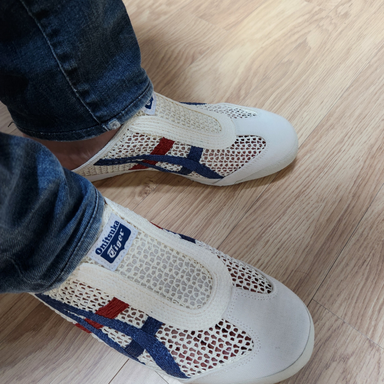Onitsuka Tiger Mexico 66 Sabot Cream Mako Blue 착용 스타일 - 2