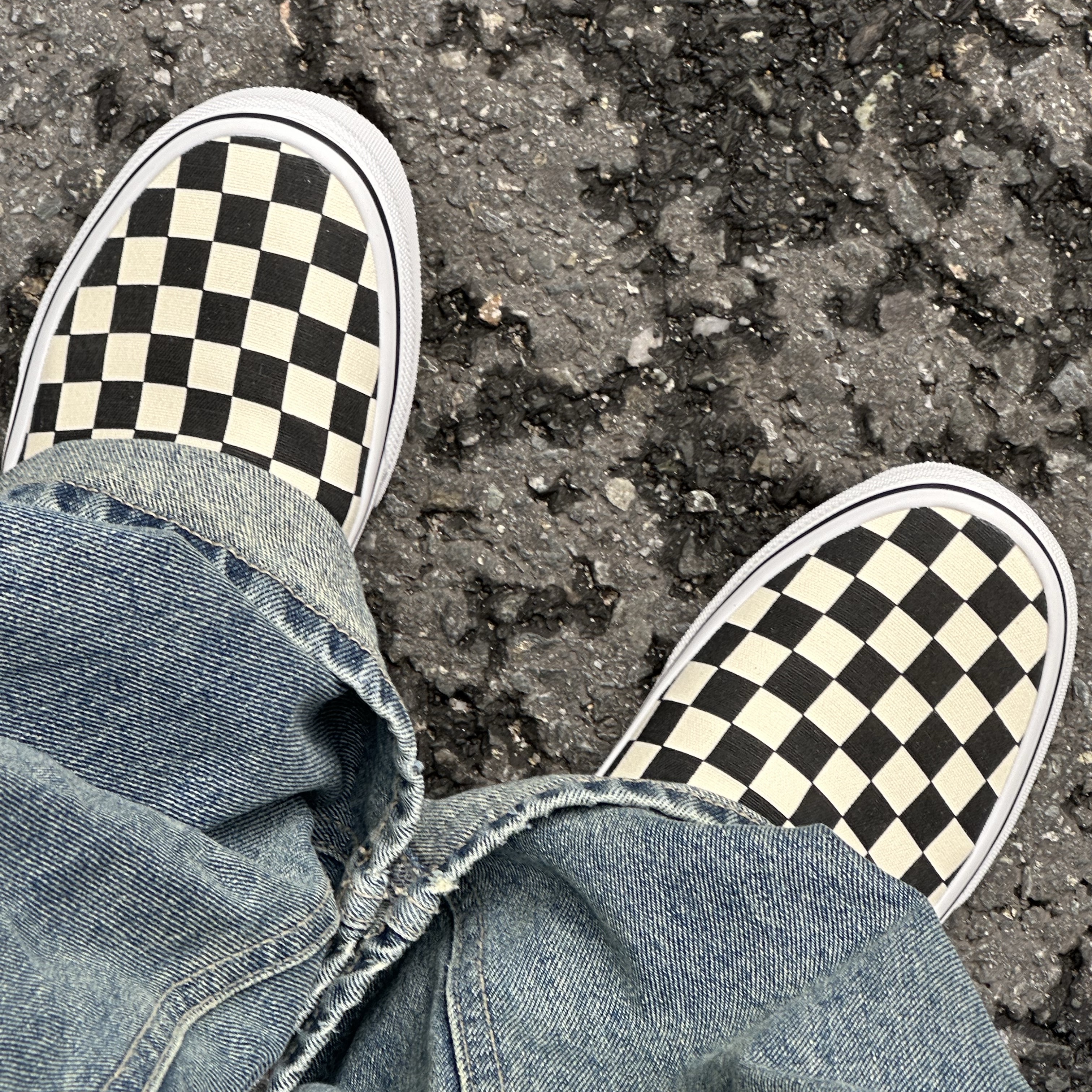 Vans Slip-On Checkerboard 착용 스타일