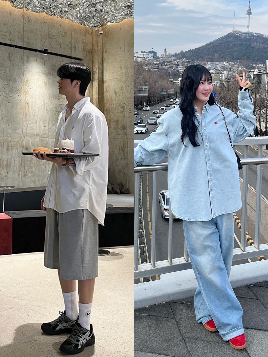 [30% 적립] Polo Ralph Lauren Classic Fit Garment Dyed Oxford Shirt White, Supreme Small Box Shirt Washed Blue - 24SS 착용 스타일 - 2
