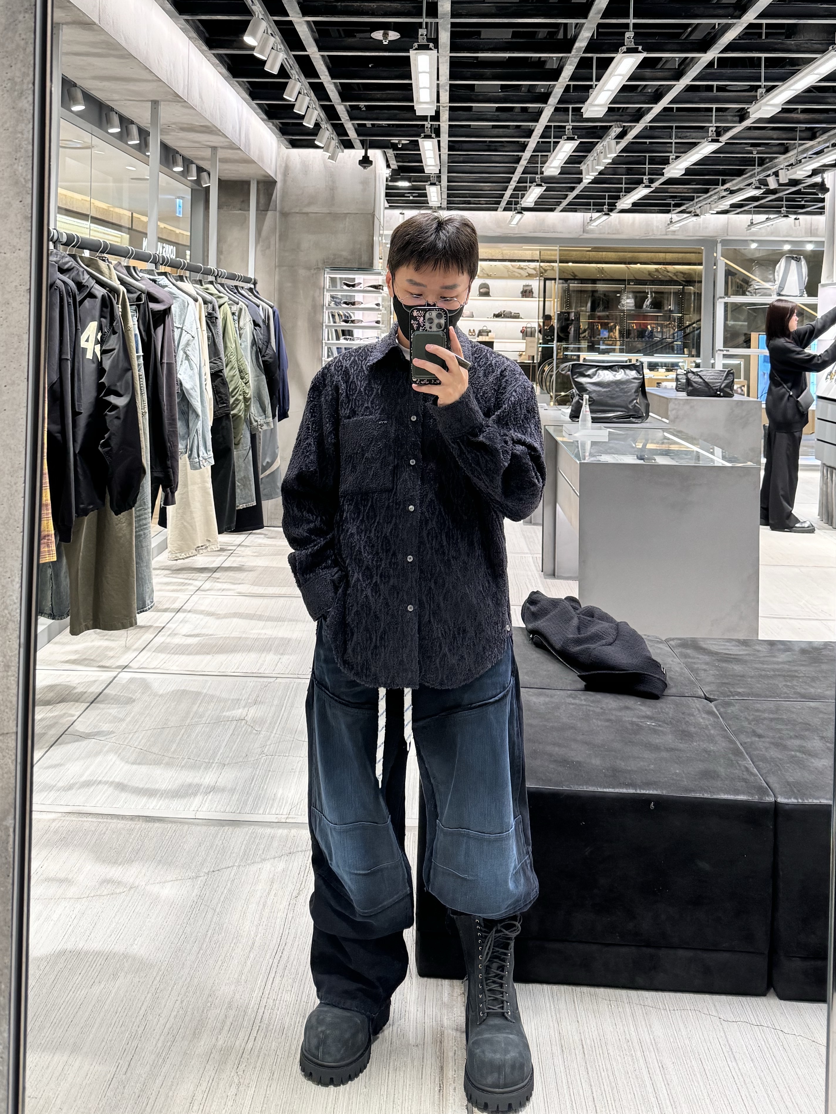 Balenciaga Steroid Derby Black, Wooyoungmi Tweed Jacket Black - 24SS 착용 스타일 - 7