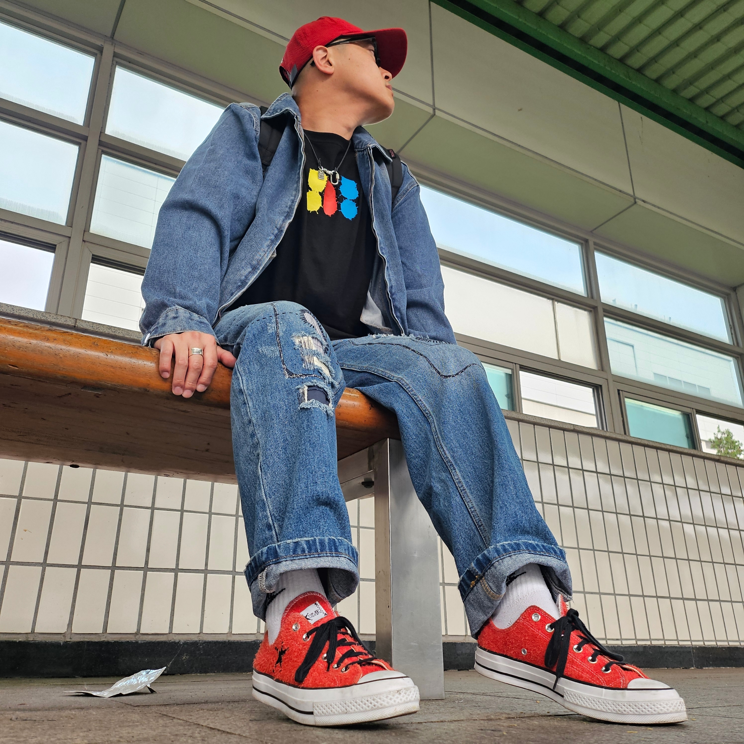 Stussy SS Link Studded Belt Black, Supreme Seersucker S Logo 6-Panel Red - 24SS 착용 스타일 - 1