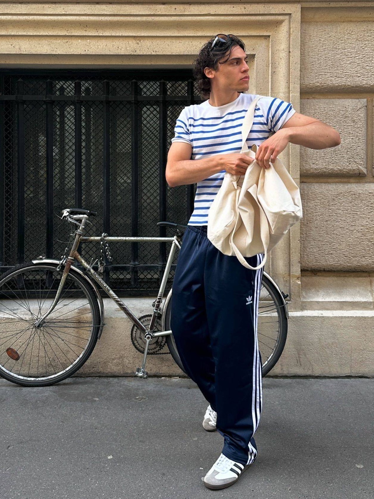 Adidas Adicolor Classics Firebird Track Pants Night Indigo - KR Sizing, Palace x Adidas Firebird Track Pants Black - 23SS 착용 스타일 - 2