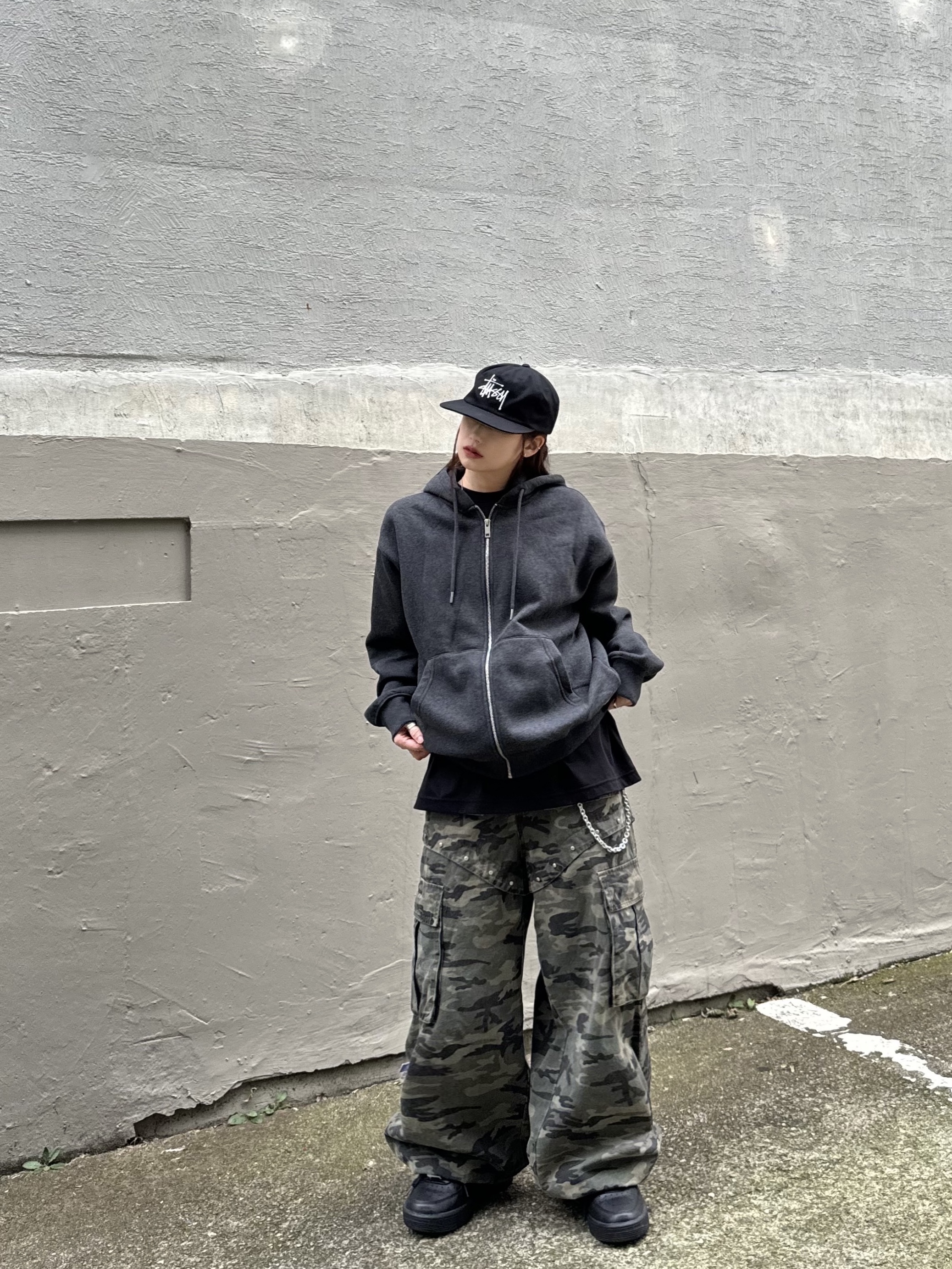 Nike x Ambush Air Force 1 Low SP Black, Stussy Basic Strapback Cap Black 착용 스타일 - 4
