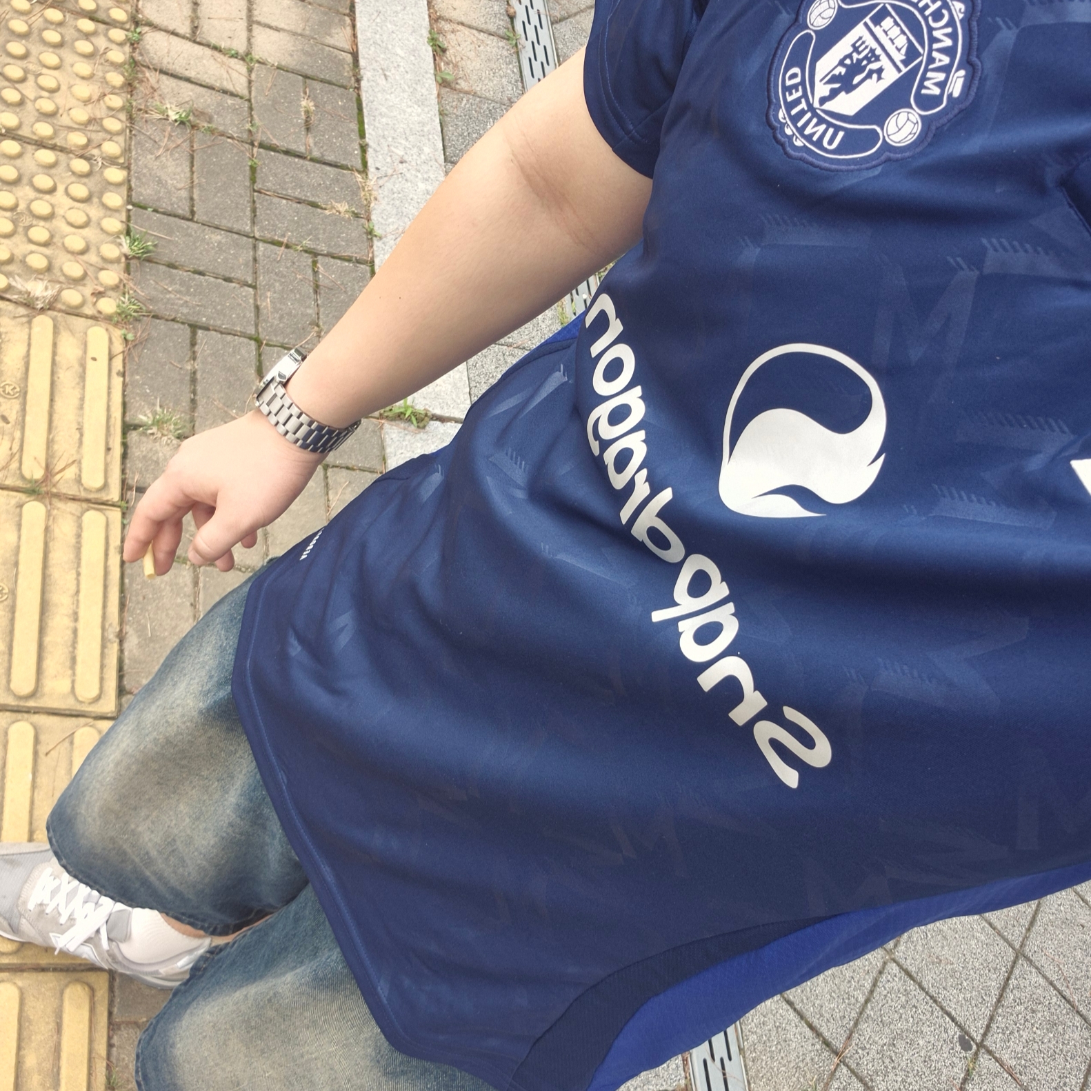 Adidas Manchester United 2024/25 Away Jersey Night Indigo - KR Sizing (Non Marking Ver.) 착용 스타일