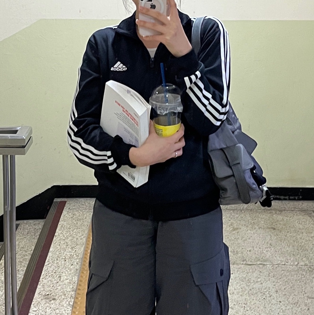 Adidas 3S Regular Fit Double Knit Track Top Black White - KR Sizing 착용 스타일