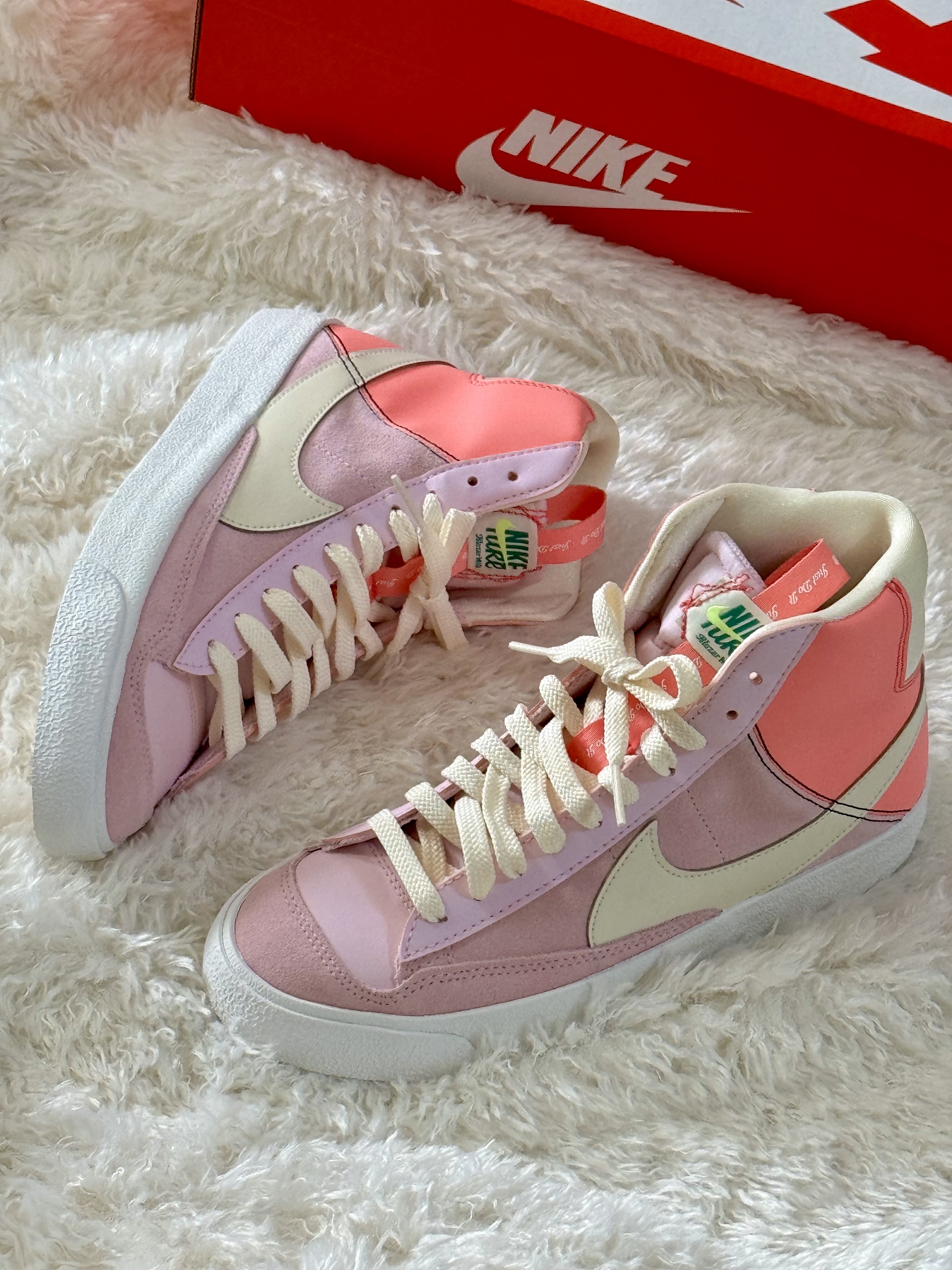 (GS) Nike Blazer Mid '77 SE D Pink Foam Coconut Milk 착용 스타일 - 9