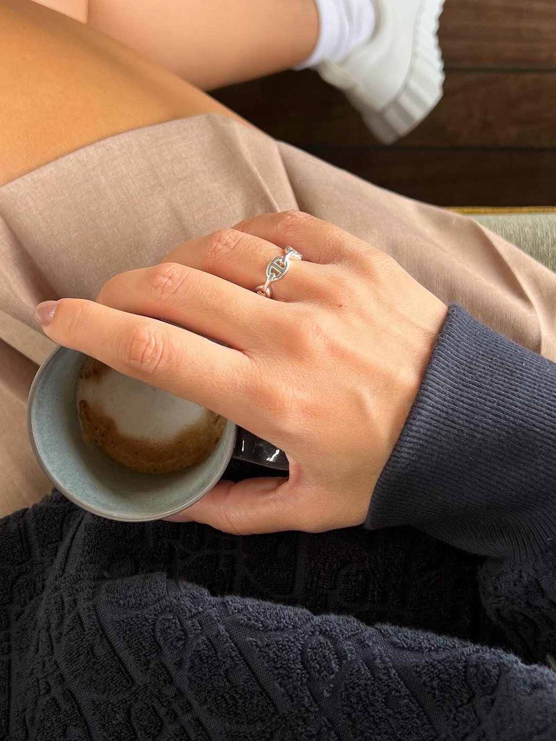 (W) Hermes Small Chaine D'Ancre Enchainee Ring Sterling Silver, (W) Hermes Small Chaine D'Ancre Enchainee Ring Rose Gold 착용 스타일 - 2