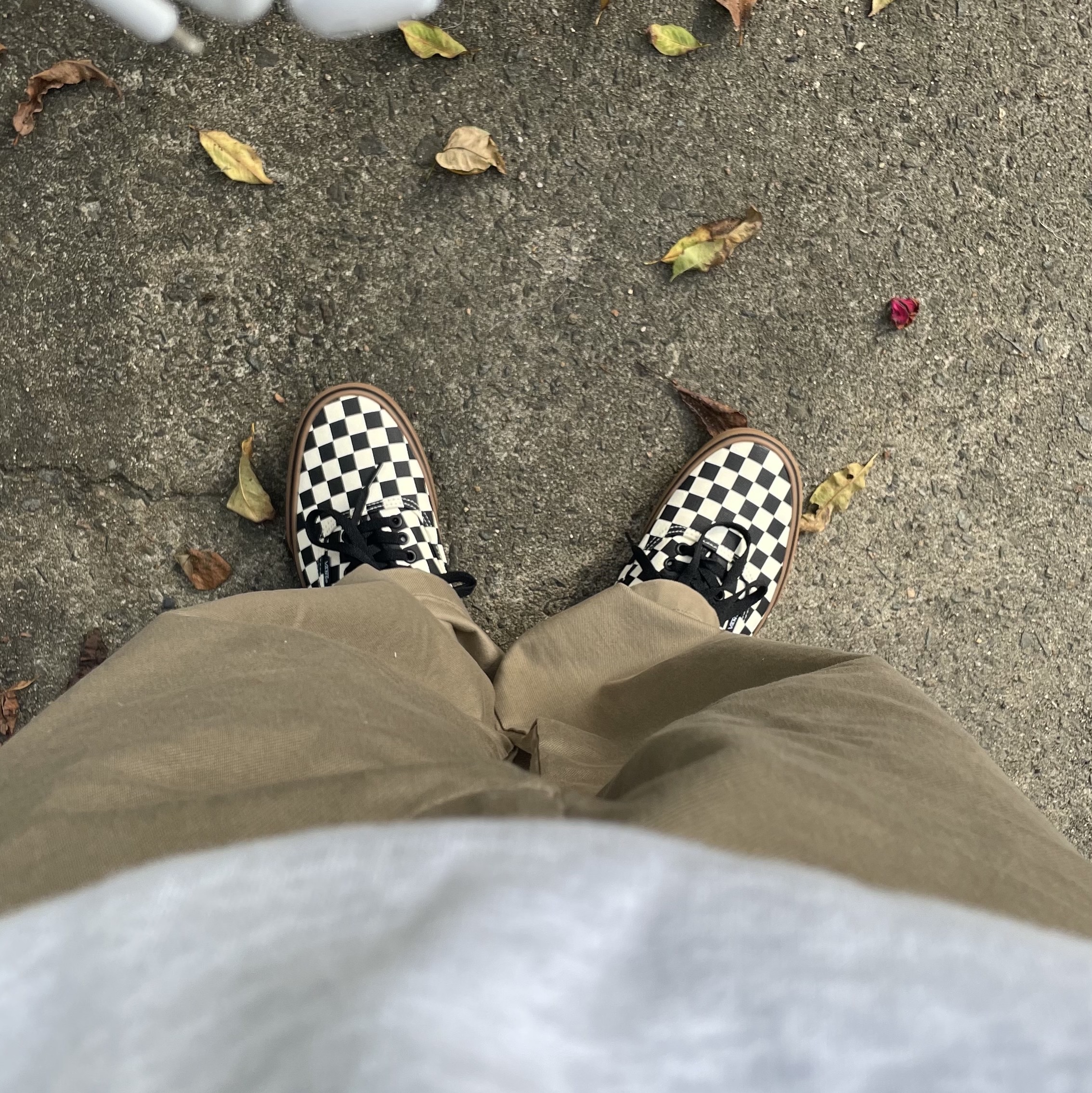 Vans Authentic Checkerboard Black White Gum, Stussy 8 Ball Hoodie Ash Heather - 21FW 착용 스타일