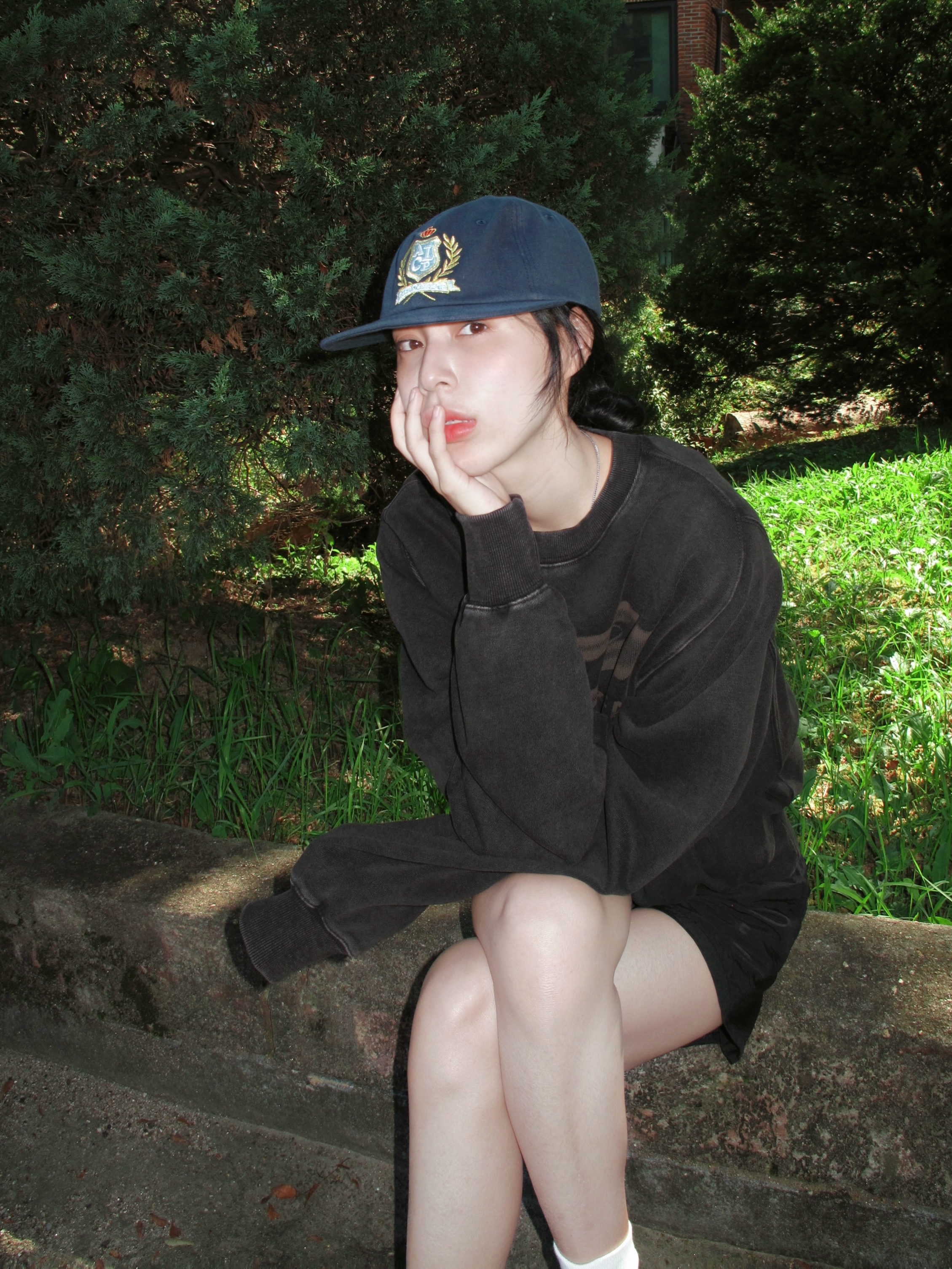 Allincomplete ALCP High School Cap Navy 착용 스타일 - 1