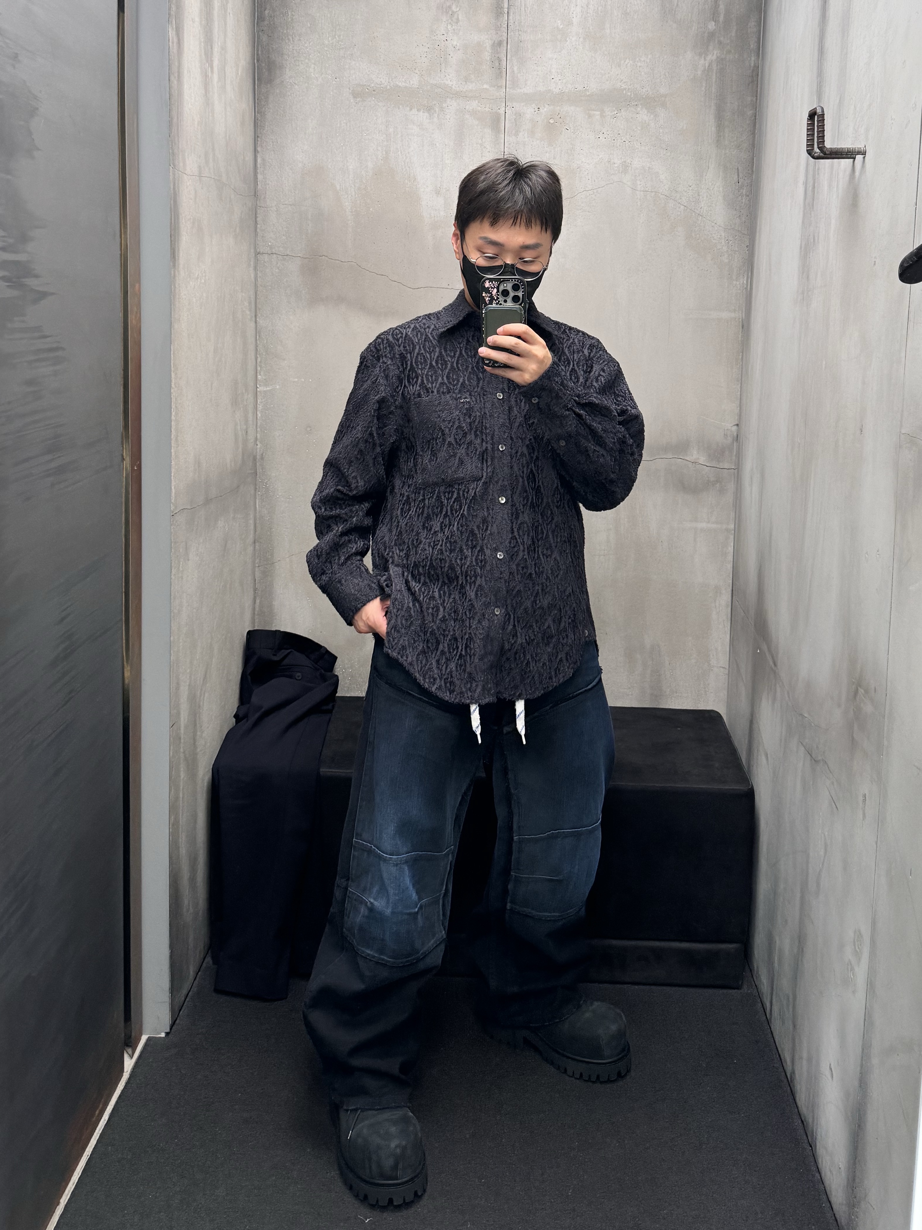 Balenciaga Steroid Derby Black, Wooyoungmi Tweed Jacket Black - 24SS 착용 스타일 - 5