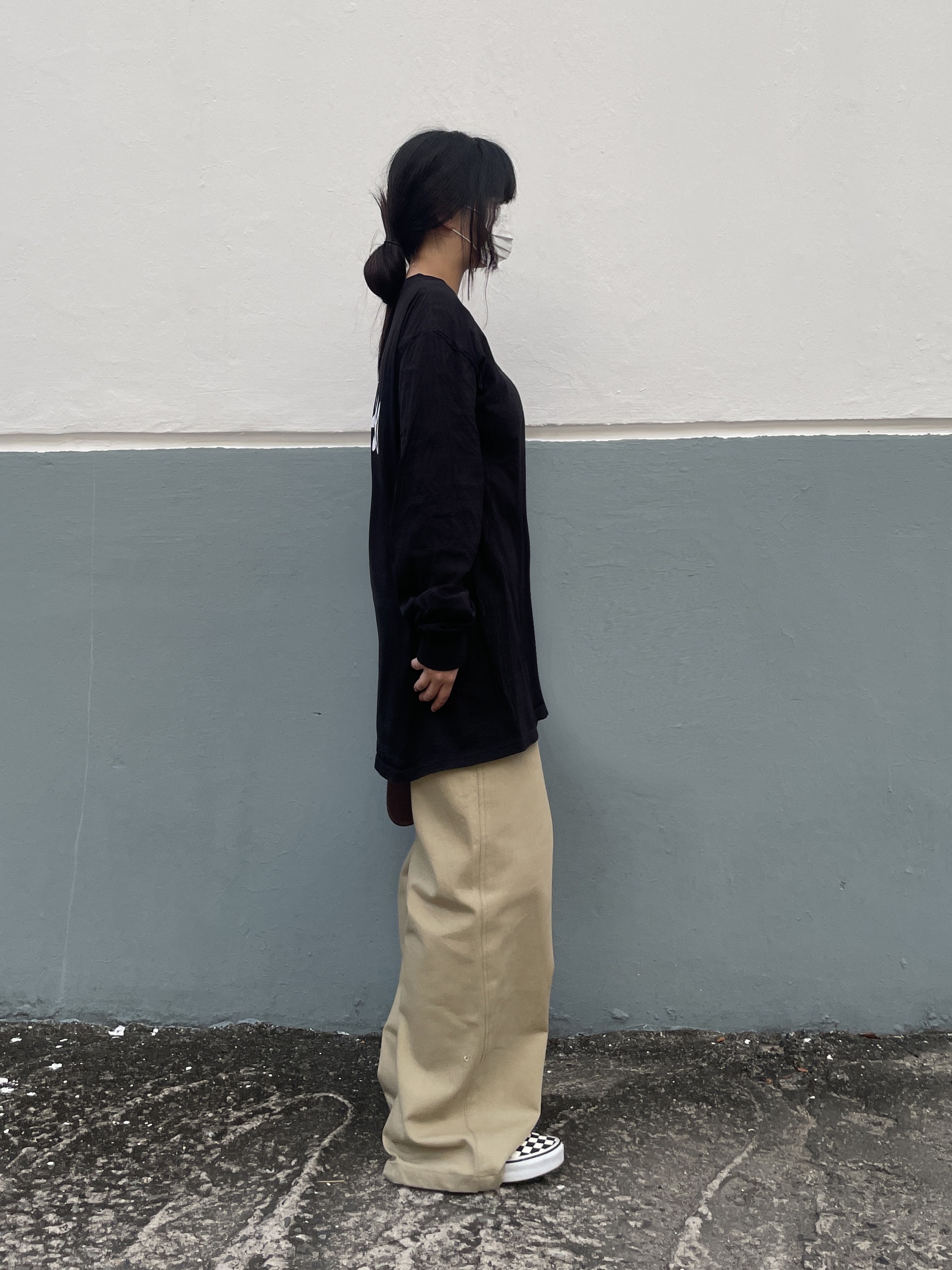 Stussy Basic Stussy LS T-Shirt Black, Vans Slip-On Checkerboard 착용 스타일 - 2