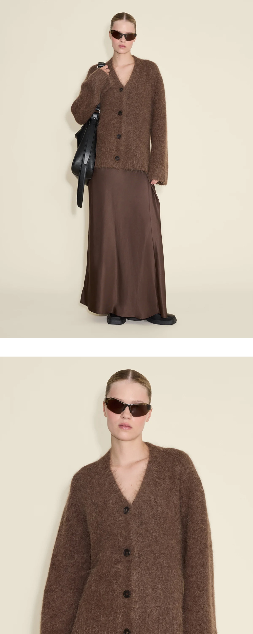 홀츠베일러 우먼 퓨어 플러피 가디건 다크 브라운 24FW Holzweiler KREAM