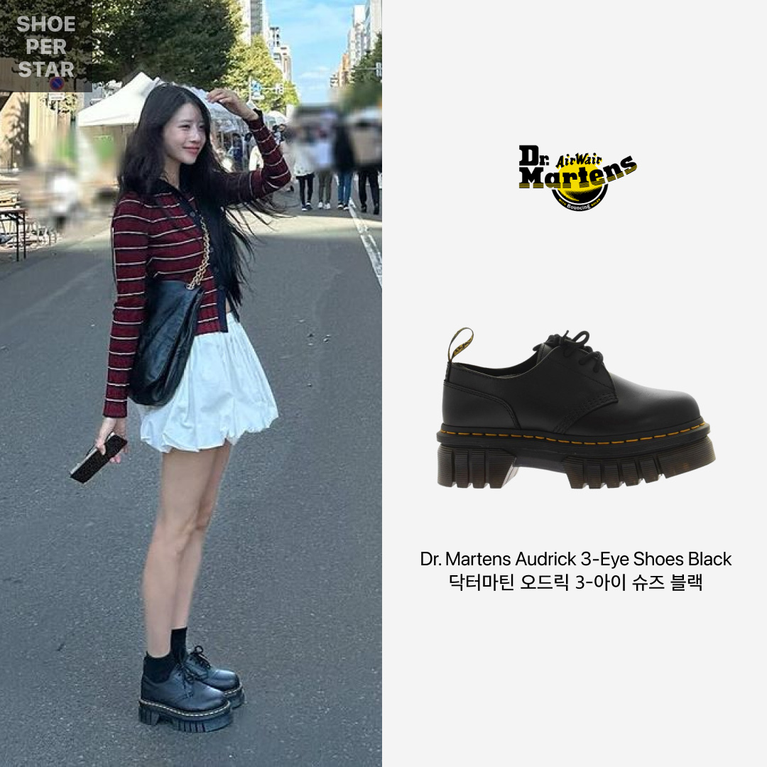(W) Dr. Martens Audrick 3-Eye Shoes Black 착용 스타일 - 1