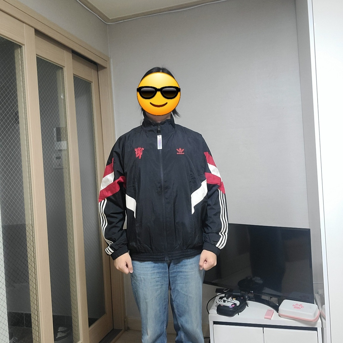 Adidas Manchester United Originals Track Top Black Red - KR Sizing 착용 스타일 - 1