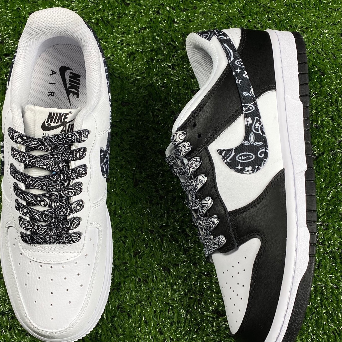 (W) Nike Dunk Low Essential Black Paisley 착용 스타일 - 3